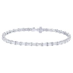 Pulsera de tenis de diamantes 6,52 quilates talla baguette Oro blanco de 18 quilates