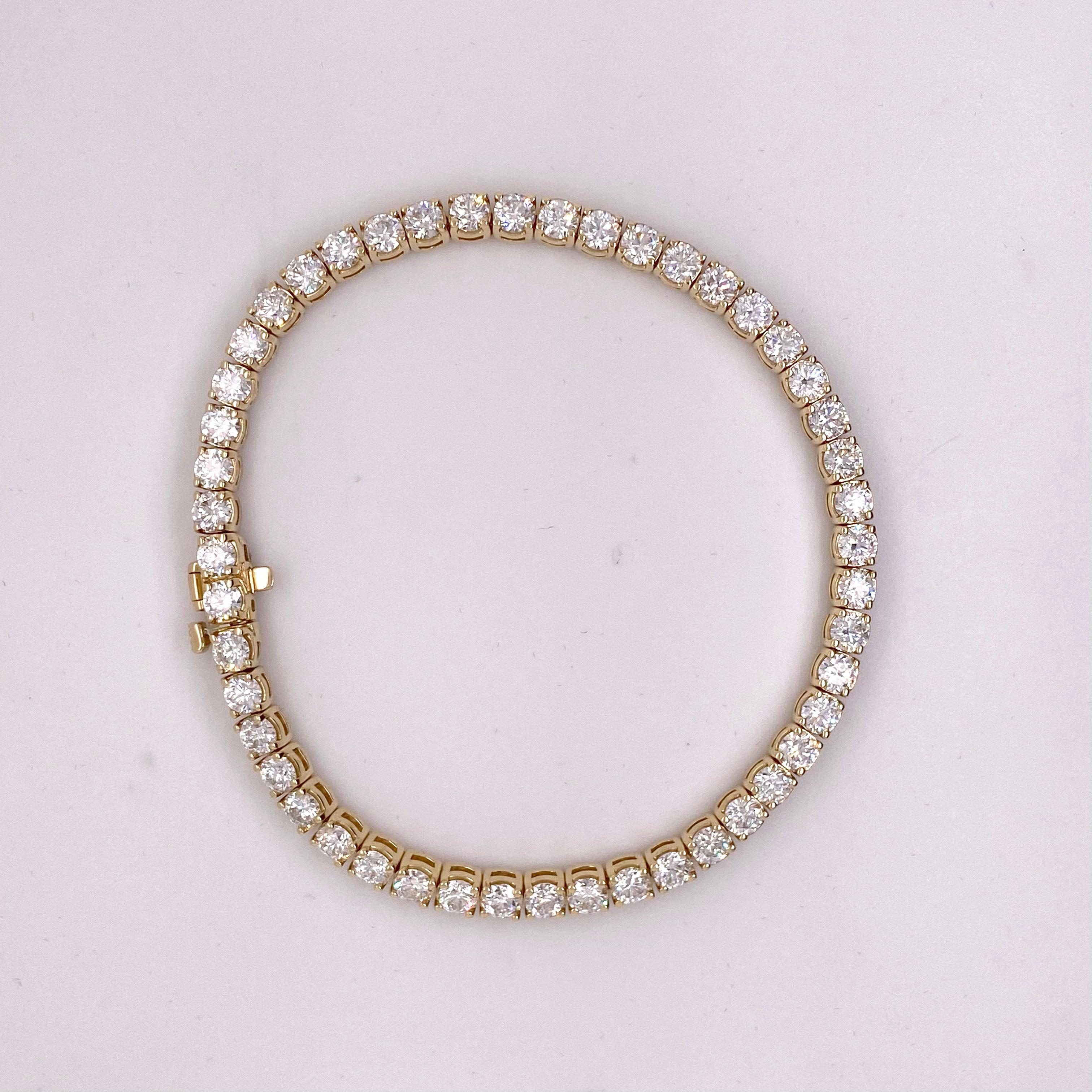 Taille ronde Bracelet de tennis en diamant, bracelet en diamant de 7 carats, bracelet de tennis à 4 branches 7 ct en vente