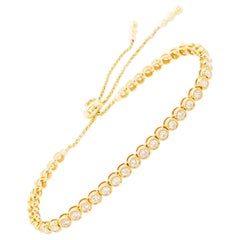 Diamond Tennis Bracelet, Adjustable Bolo 1.50 Carat Diamond 18K Gold Bracelet