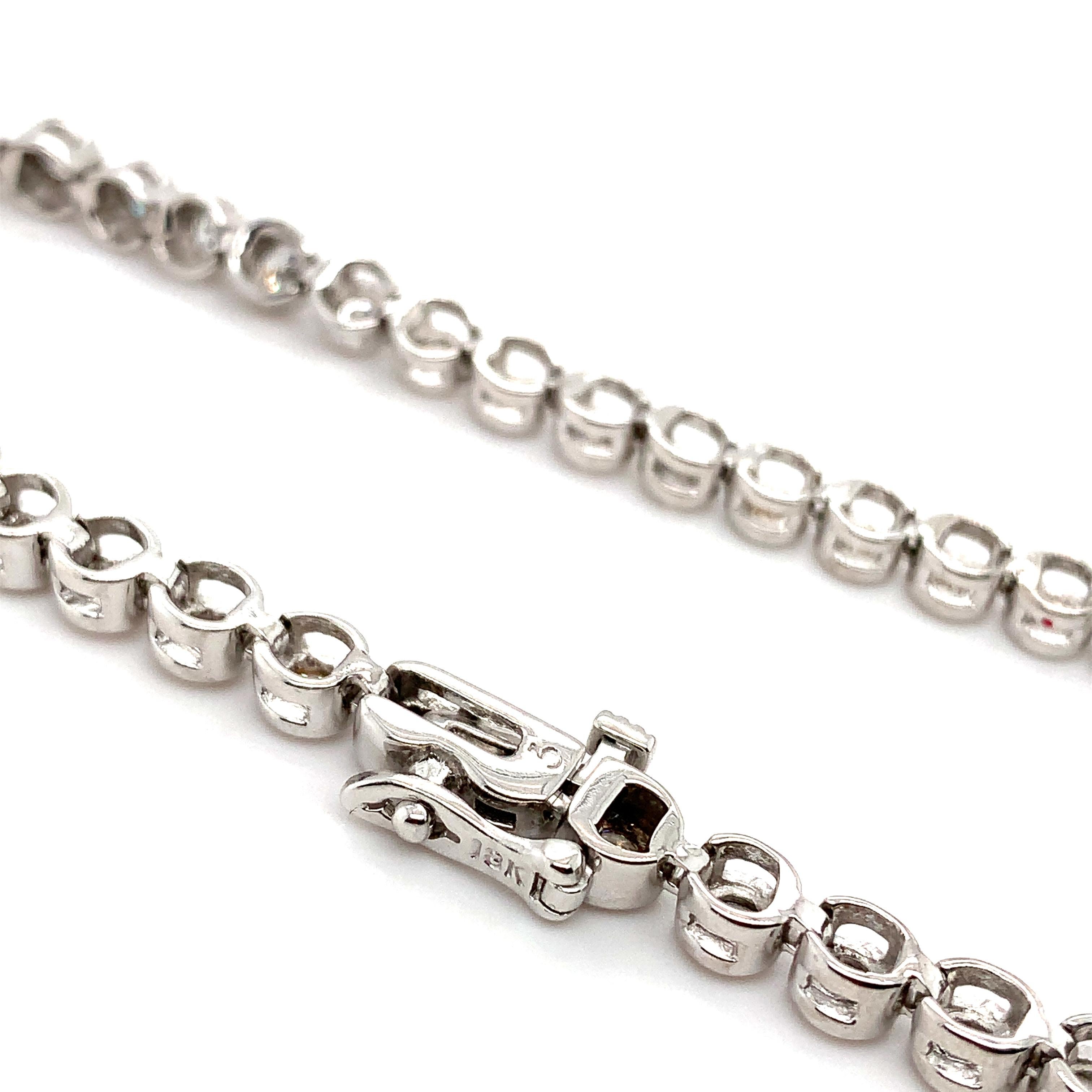 Diamond tennis bracelet bezel rubover 18k white gold For Sale 2