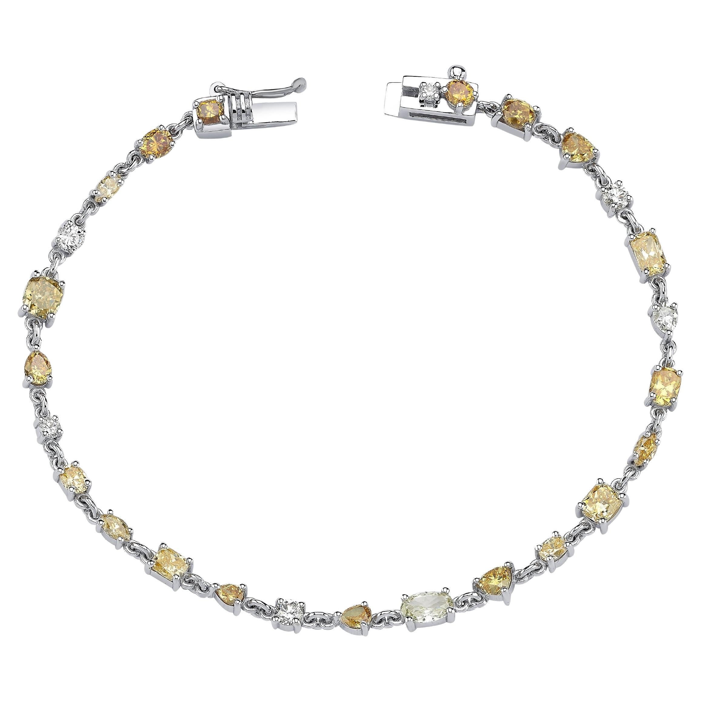 14k White Gold Diamond Tennis Bracelet For Sale