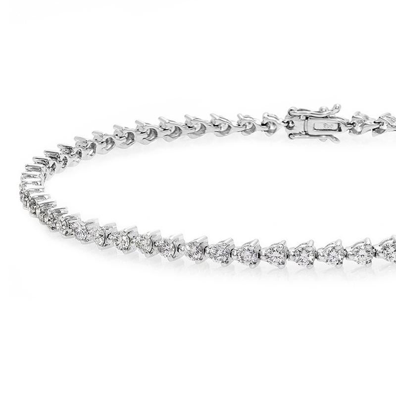 Every girl needs a tennis bracelet! We make them in all diamond sizes. This one has 1.00cts of diamonds (0.013ct each stone) and is in white gold.

The 3-prongs set diamond bracelets are the perfect complement to your everyday jewelry collection and