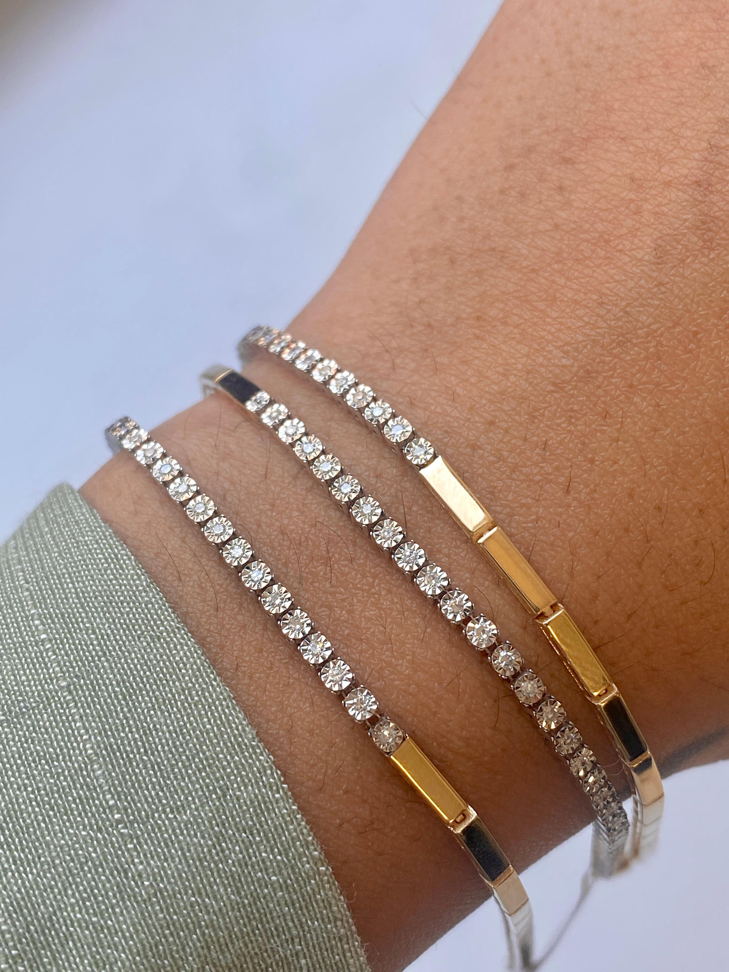 half diamond tennis bracelet