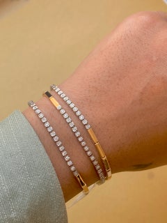 Diamond Tennis Bracelet, Half N Half Tennis Bracelet with Natural Diamonds Gold