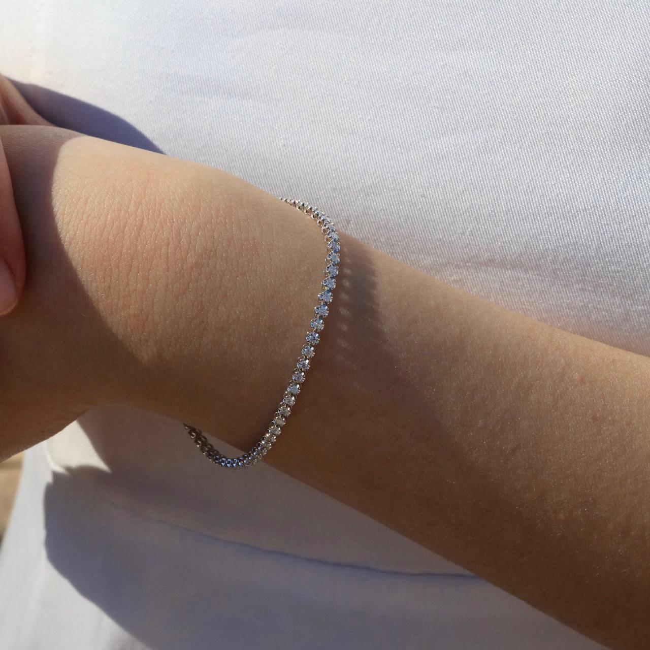 Nina Zhou Diamond Tennis Bracelet in 14k Gold For Sale 2