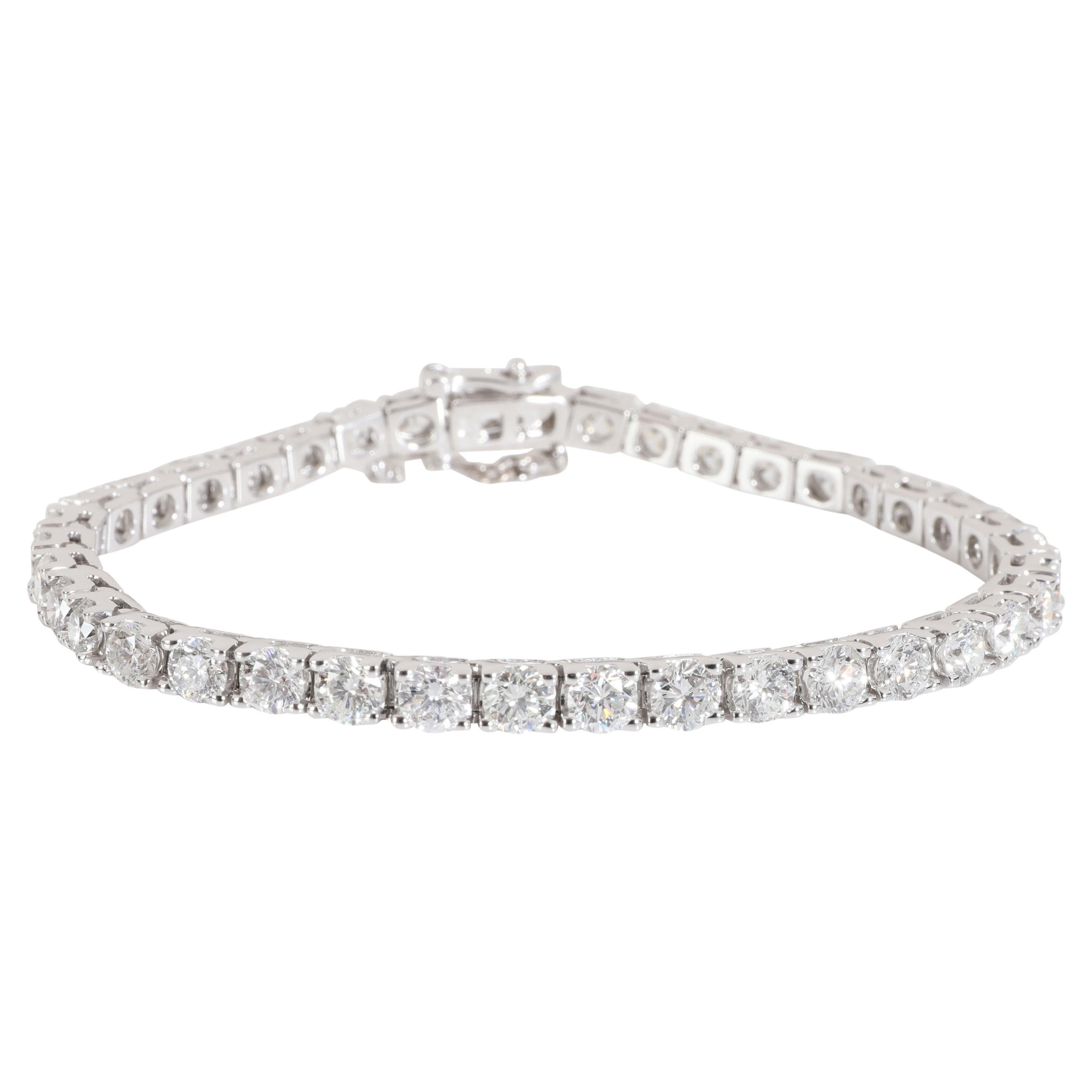 Bracelet tennis en or blanc 14 carats avec diamants de 9,98 carats poids total en vente