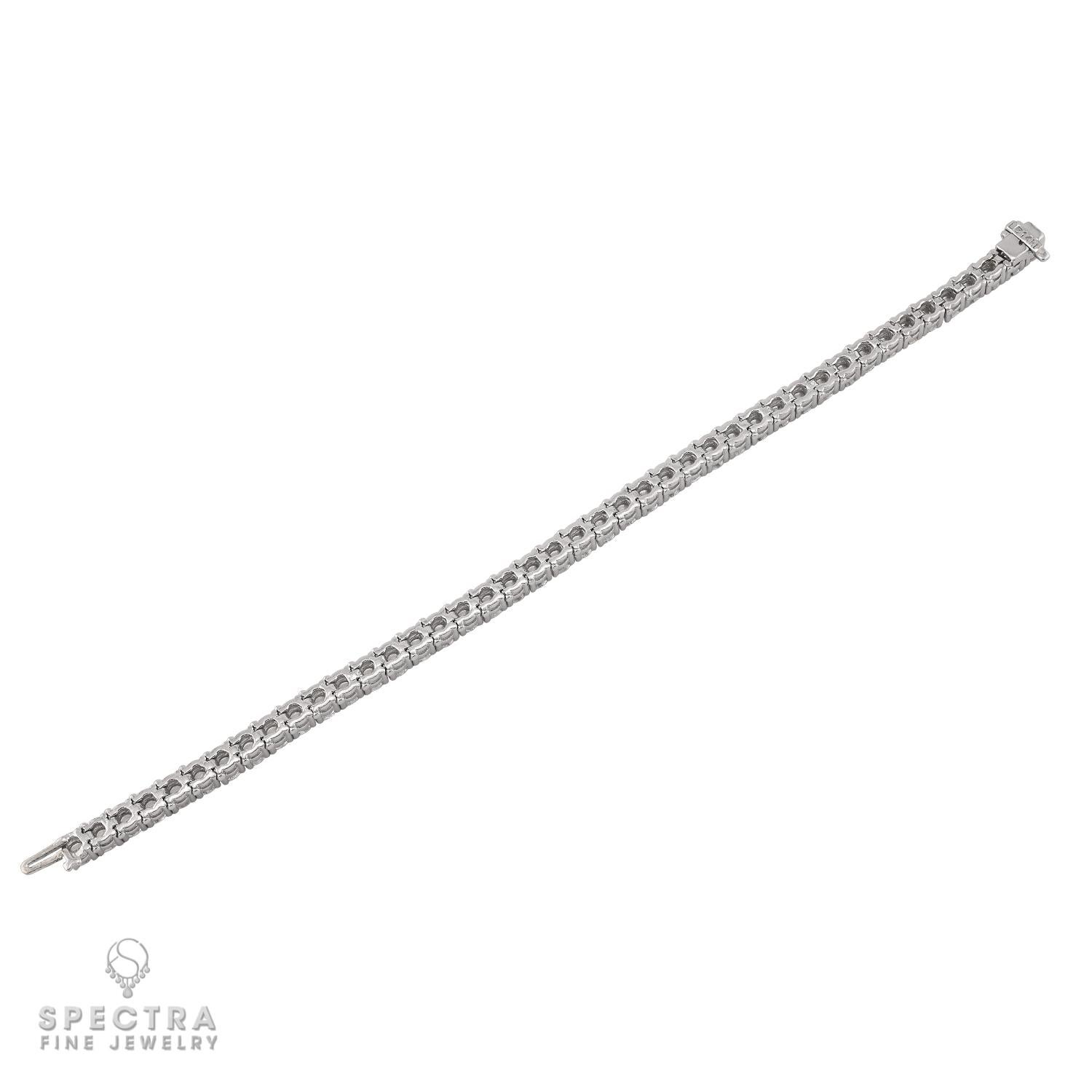 Taglio brillante Bracciale tennis con diamanti in oro bianco 14K in vendita