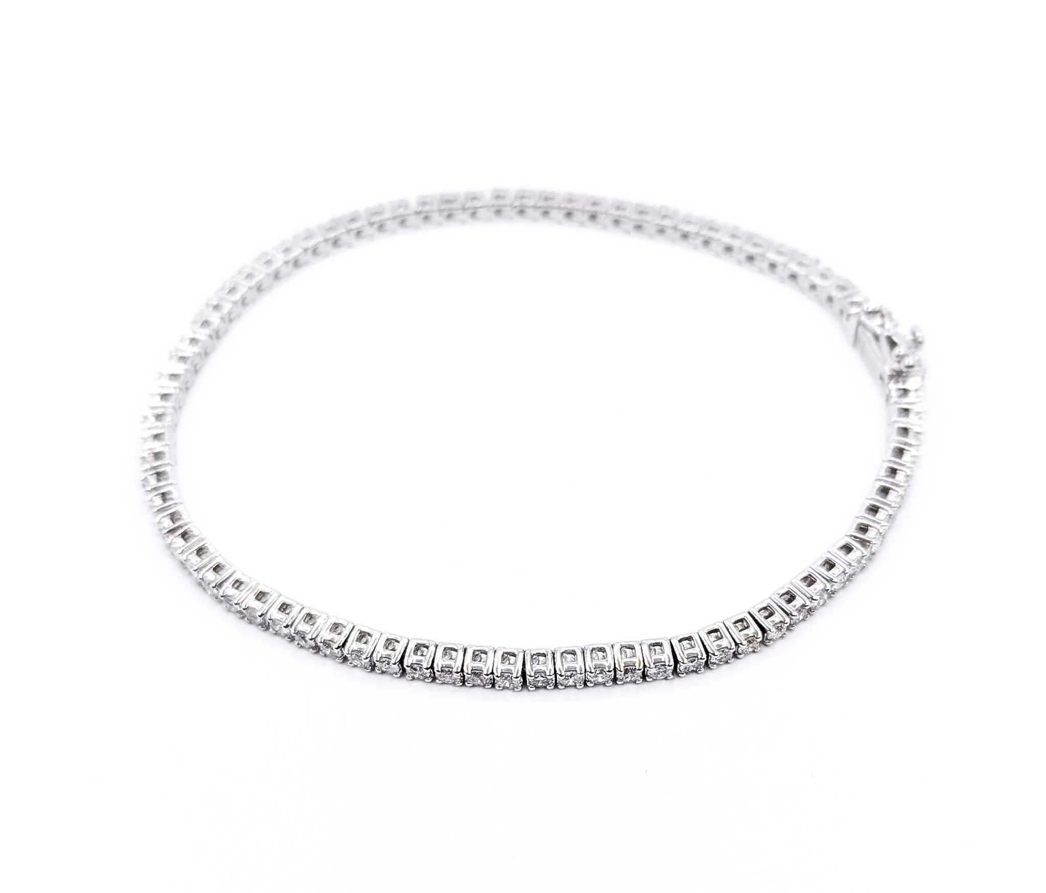 Diamant-Tennisarmband aus 14k Weißgold im Angebot 2