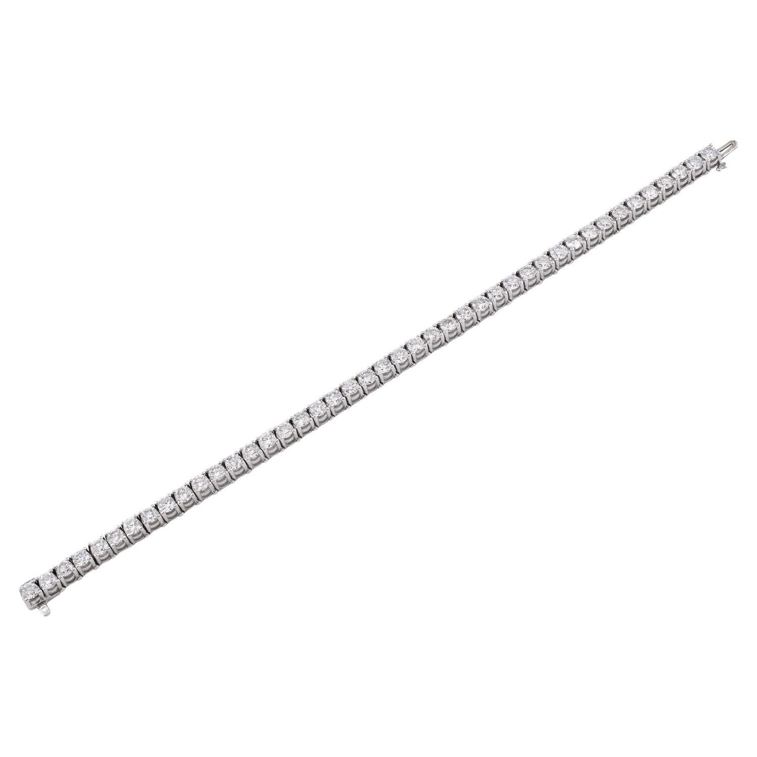 Bracciale tennis con diamanti in oro bianco 14K in vendita