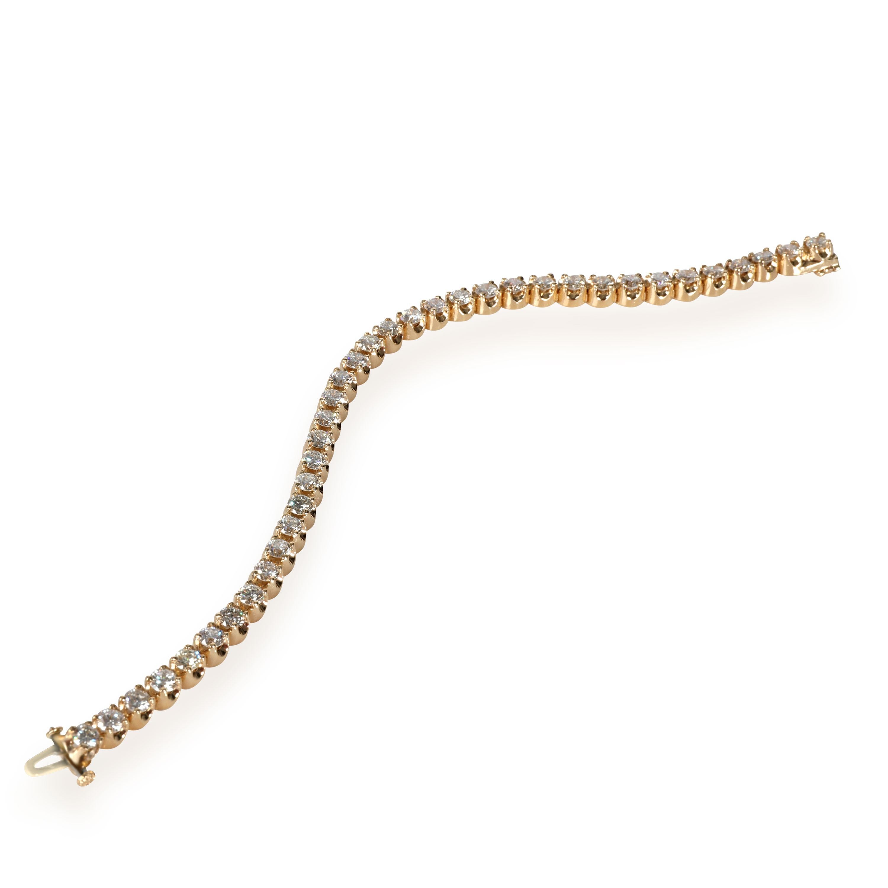 Diamond Tennis Bracelet in 14K Yellow Gold 6.30 CTW In Excellent Condition In New York, NY