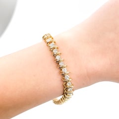 Bracelet de tennis en or jaune 14k avec diamants
