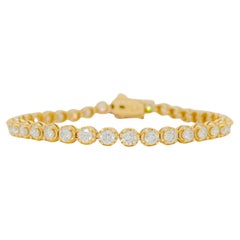 White Diamond Round Tennis Bracelet in 14k Yellow Gold