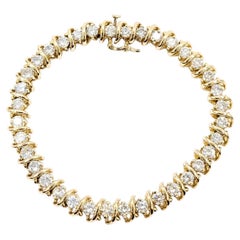 Bracelet de tennis en or jaune 14k avec diamants