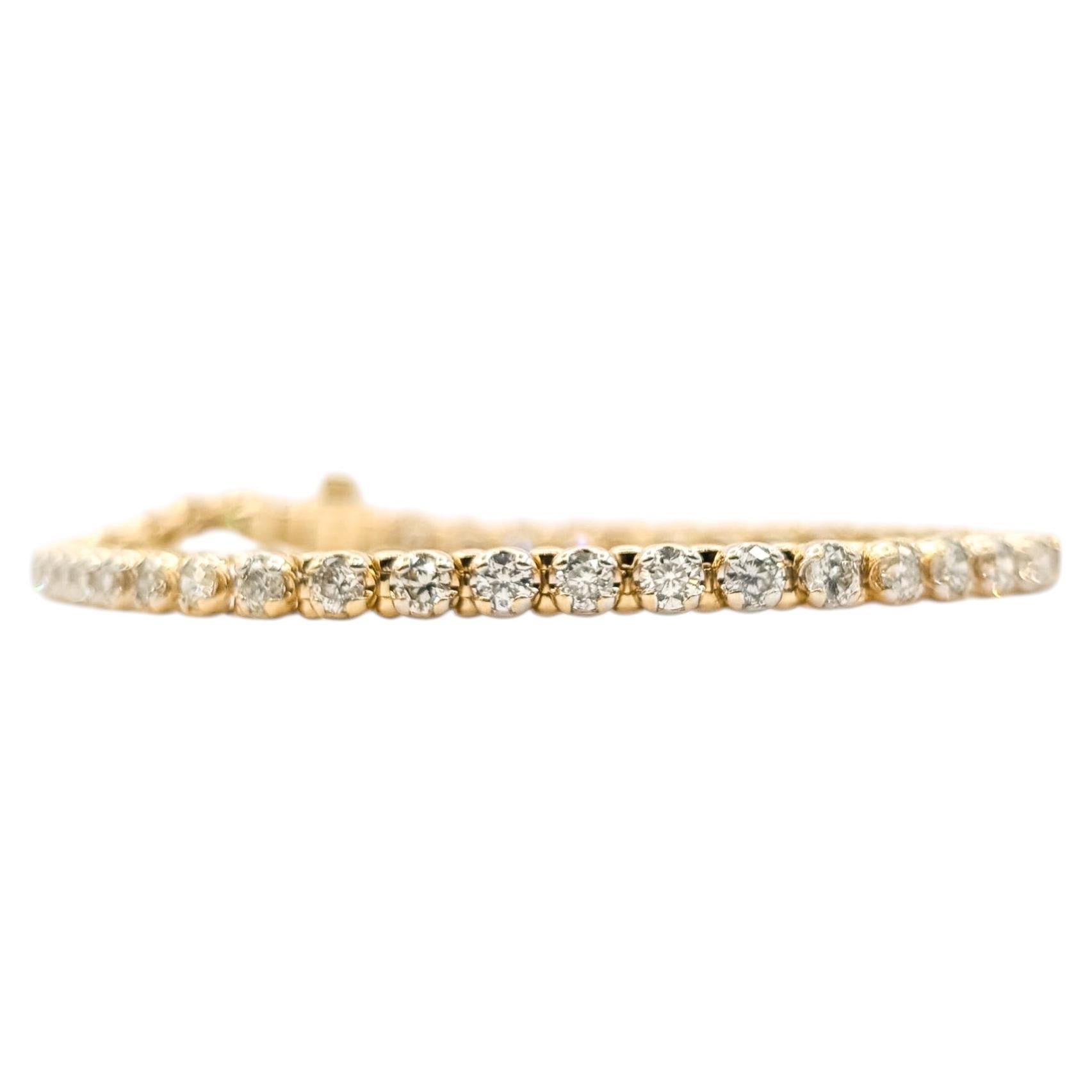 Bracelet de tennis en or jaune 14k avec diamants en vente