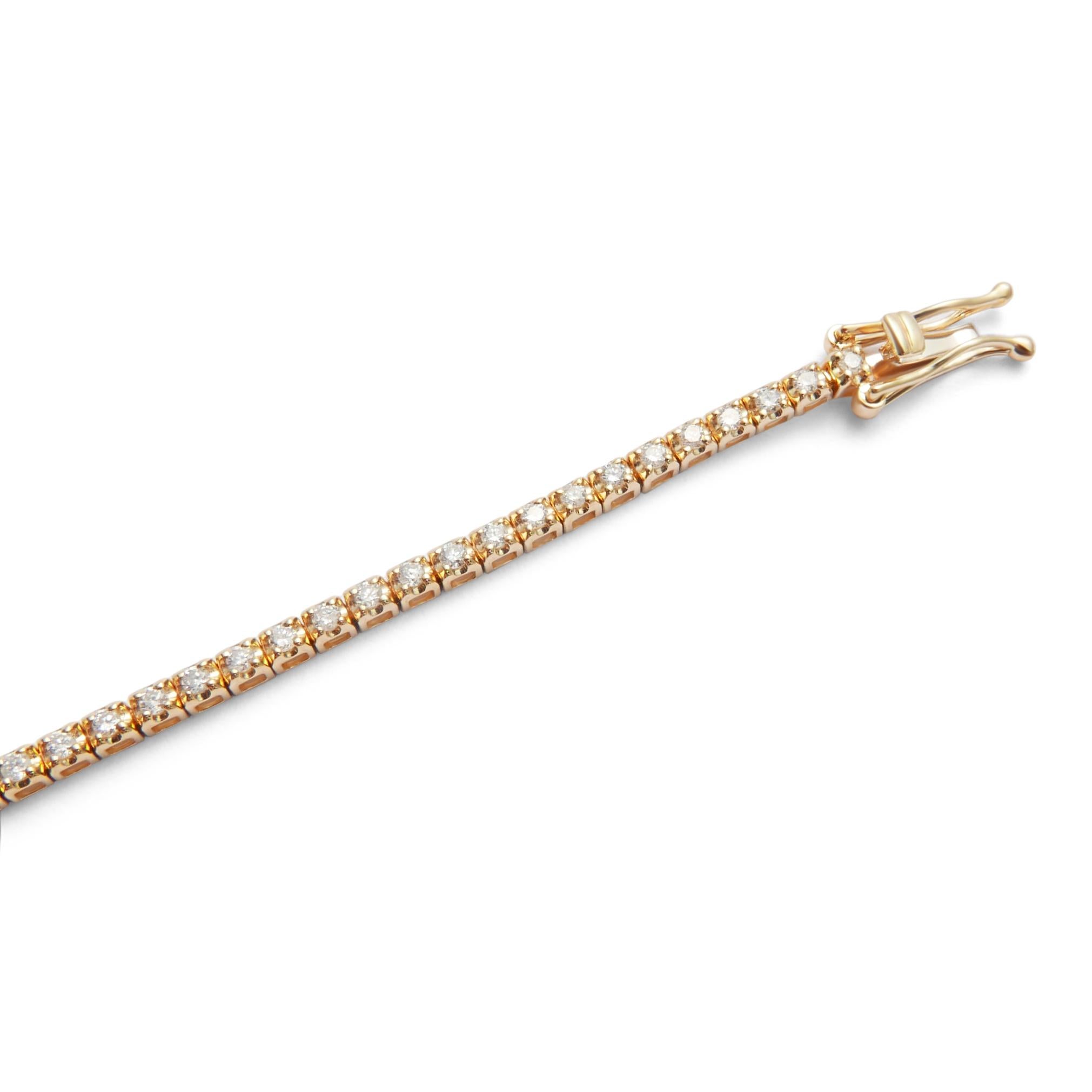Modern Diamond Tennis Bracelet in 18 Karat Yellow Gold by Allison Bryan For Sale