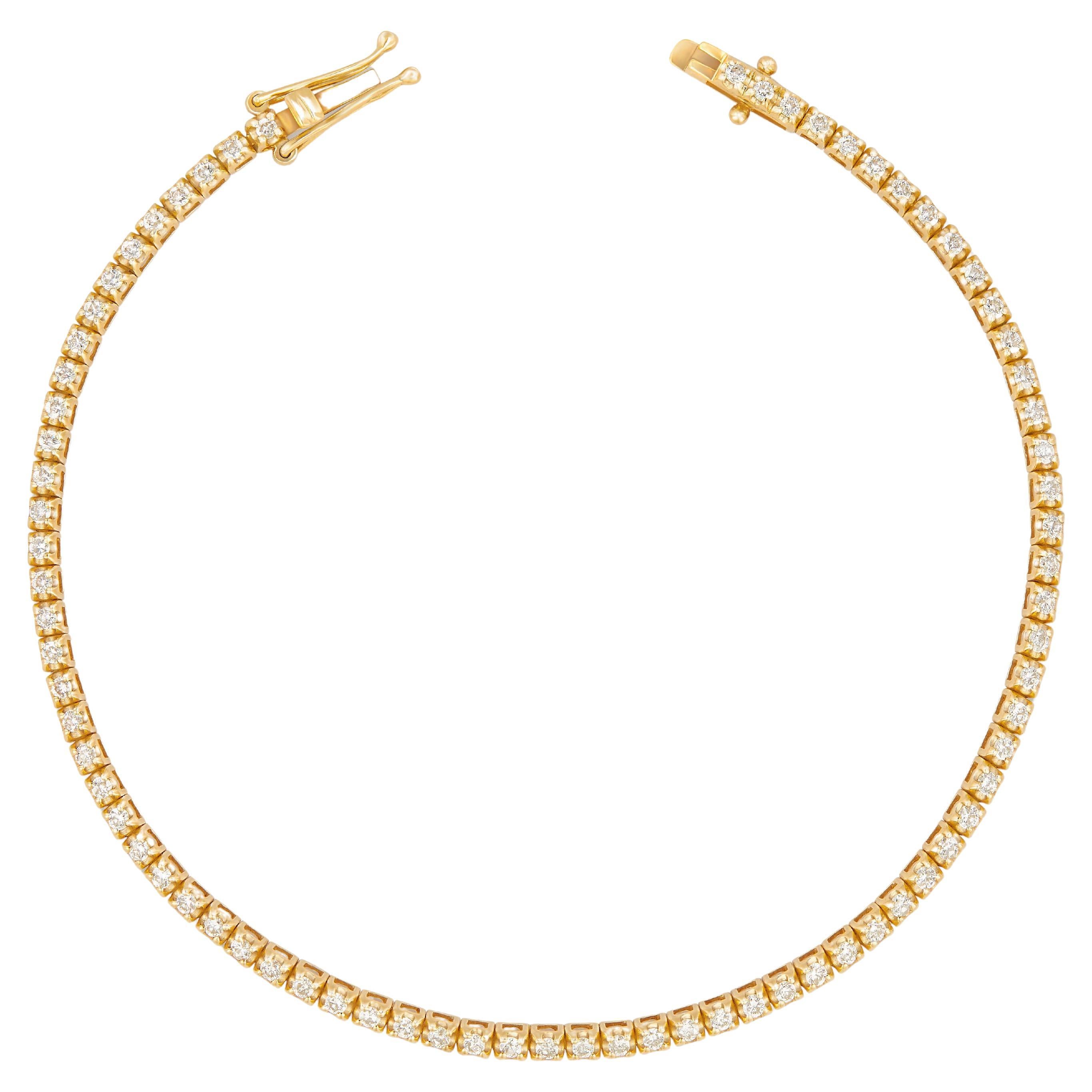 Diamond Tennis Bracelet in 18 Karat Yellow Gold by Allison Bryan For Sale
