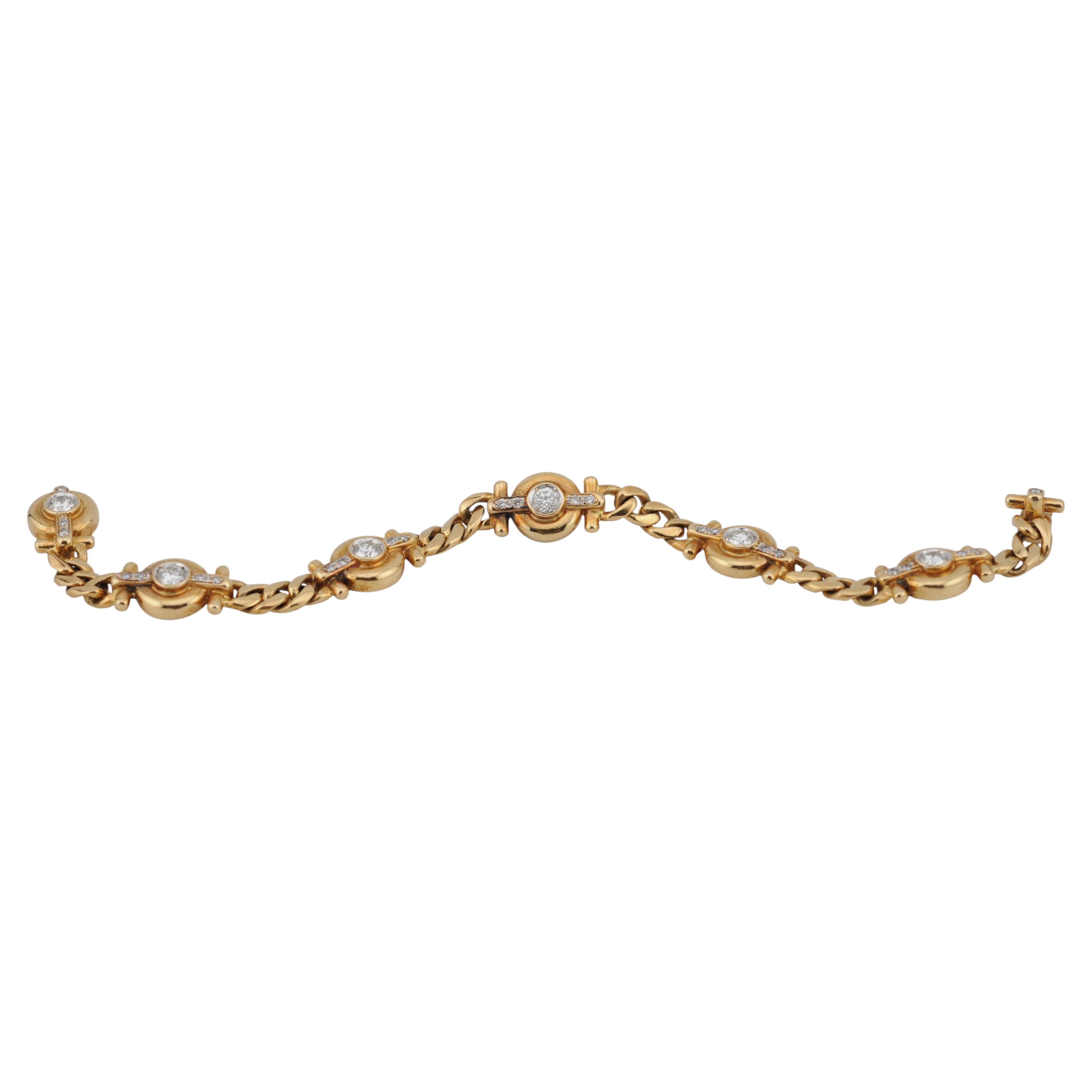 Diamond Tennis Bracelet in 18K Gold, Panzer Style