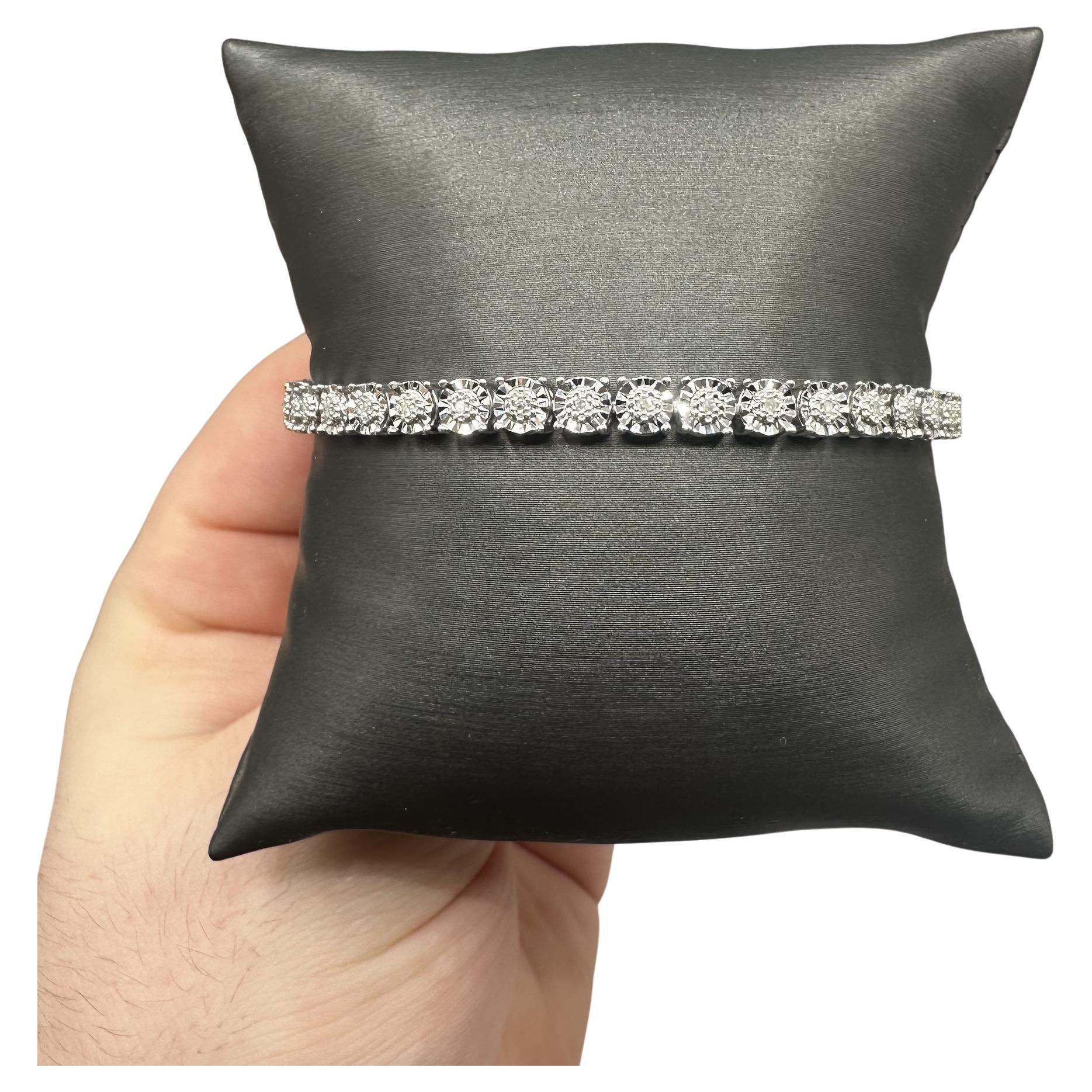 Diamond Tennis Bracelet in Sterling Silver – 0.25ctw, 7in, New