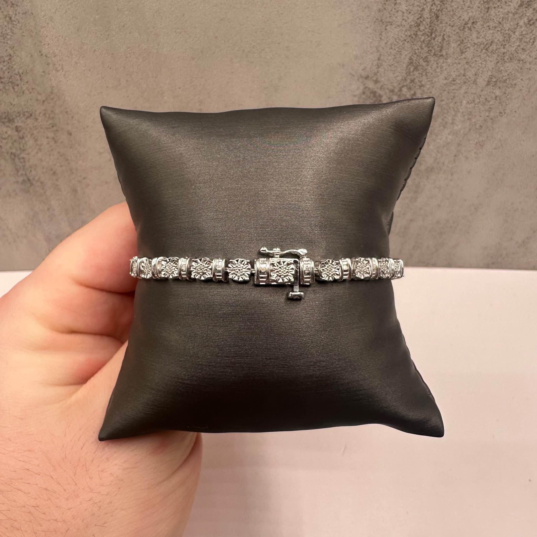 Mixed Cut Diamond Tennis Bracelet in Sterling Silver - 0.25ctw I Color, 7.625