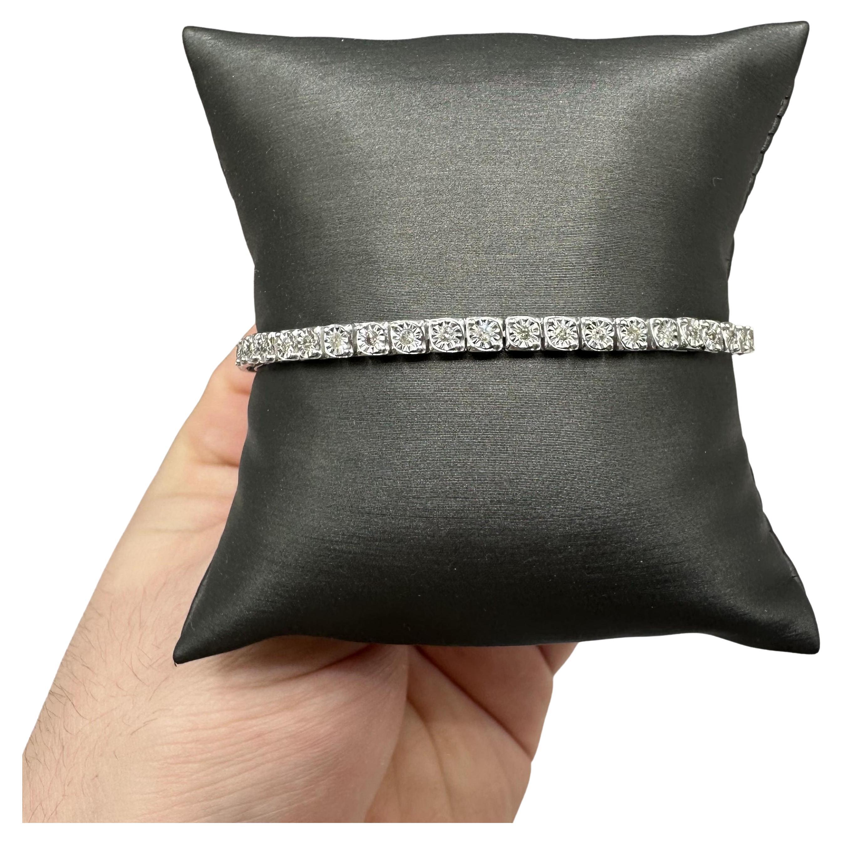 Diamond Tennis Bracelet in Sterling Silver – 1ctw, 7.5in, New