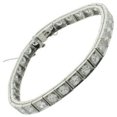Bracciale tennis con diamanti in oro bianco da 6,50 carati, anni '40 circa