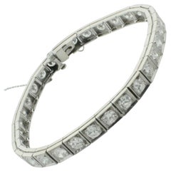 Antique Diamond Tennis Bracelet in White Gold 6.50 Carat, circa 1940s