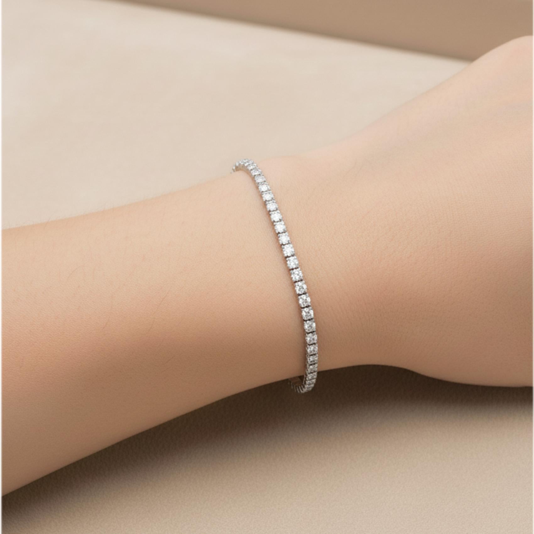 Pulsera Tenis Diamantes 14 Kilates Diamantes Naturales Oro Blanco 2.0ct G-VS 5