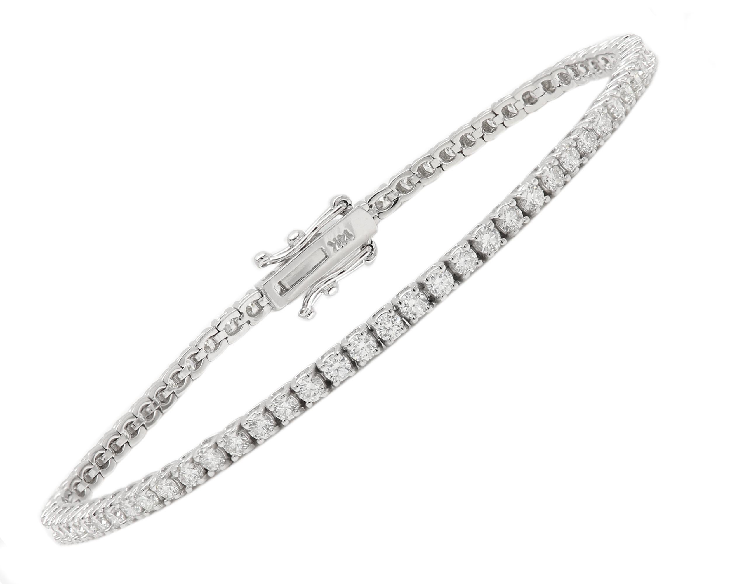 Pulsera Tenis Diamantes 14 Kilates Diamantes Naturales Oro Blanco 2.0ct G-VS 4