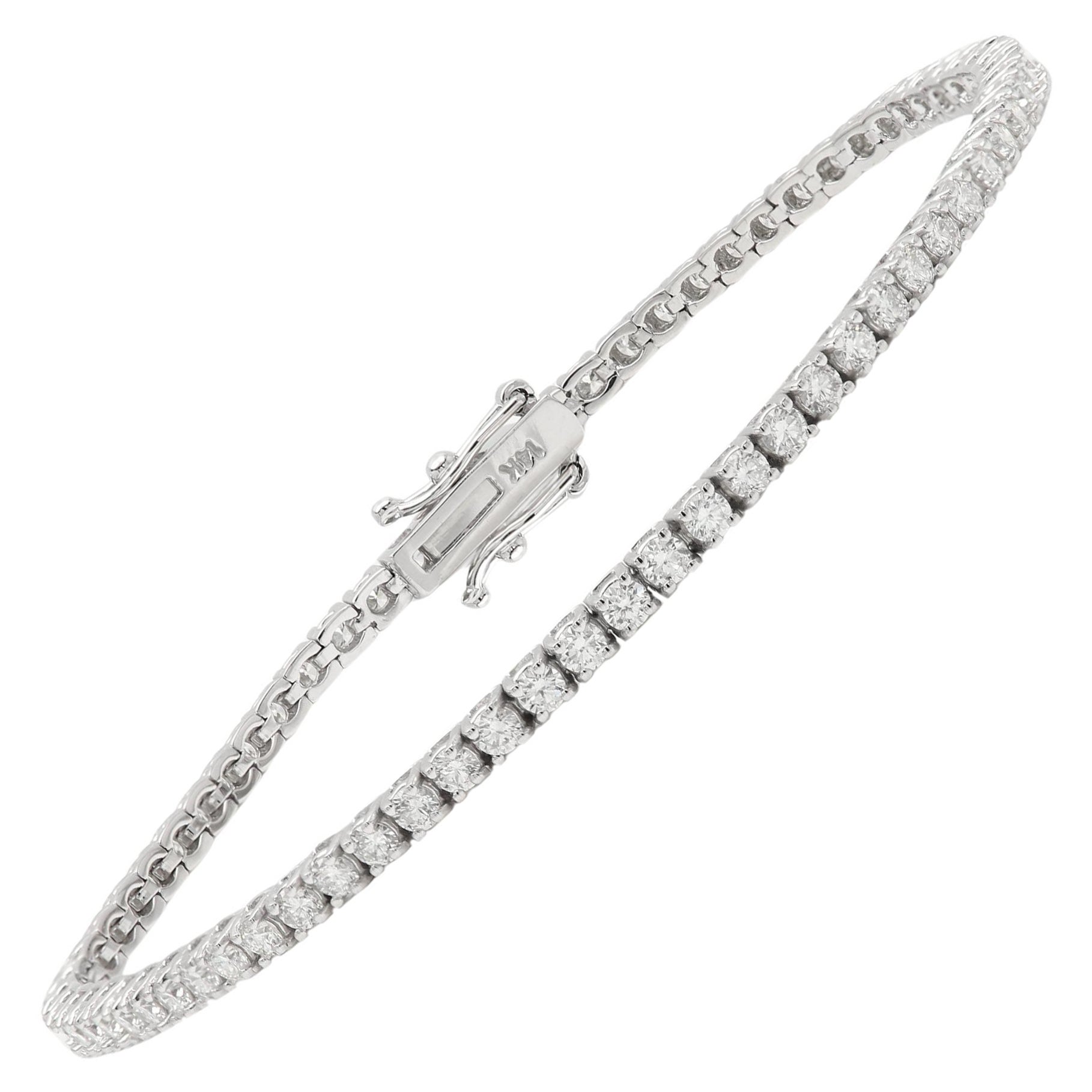 Pulsera Tenis Diamantes 14 Kilates Diamantes Naturales Oro Blanco 2.0ct G-VS