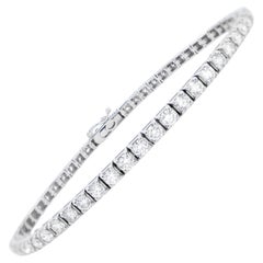 Bracelet de tennis en diamant taille ronde et brillante 4 carats or blanc 18K