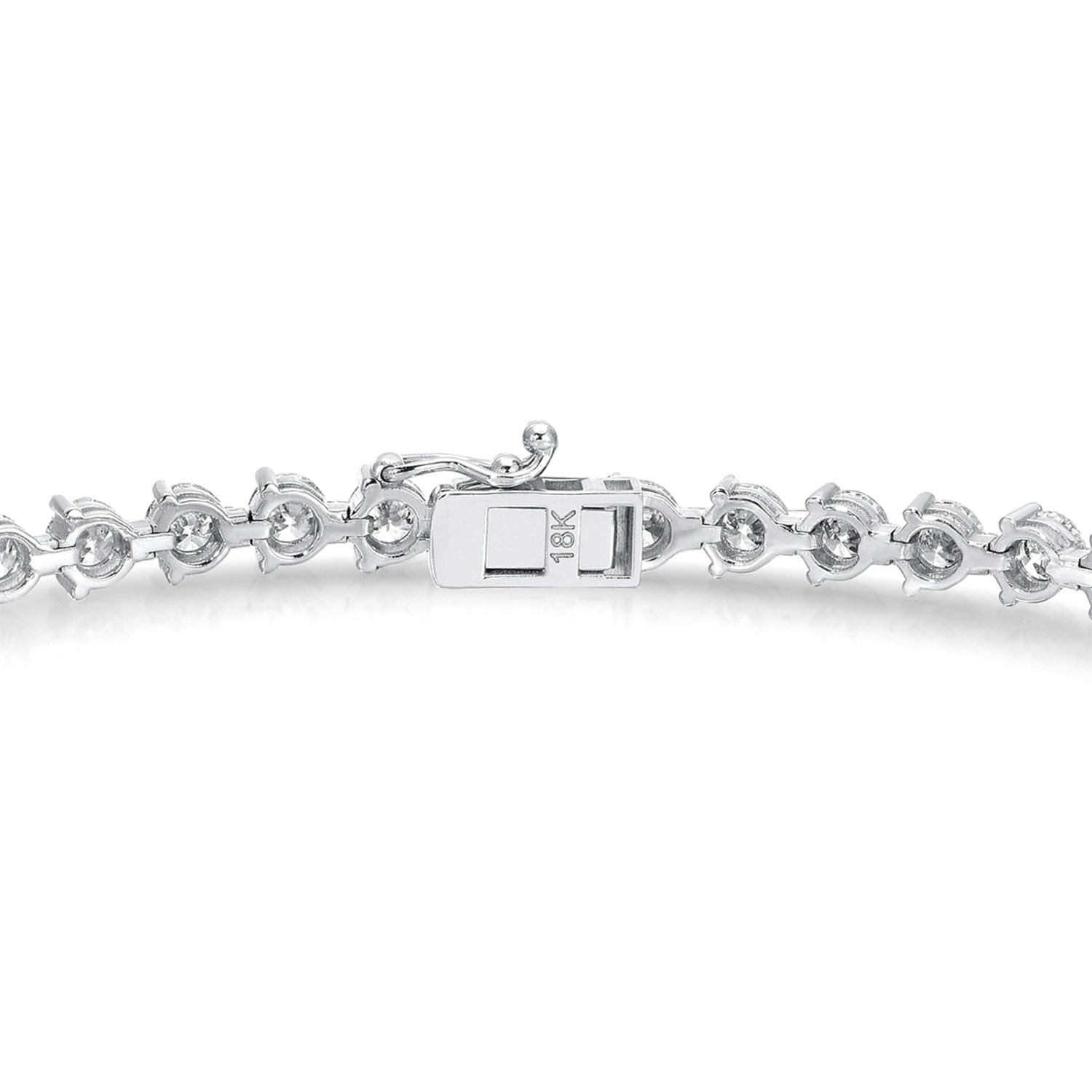 Diamond Tennis Bracelet Round Cut 9.2 Carats 18K White Gold In Excellent Condition For Sale In Aliso Viejo, CA