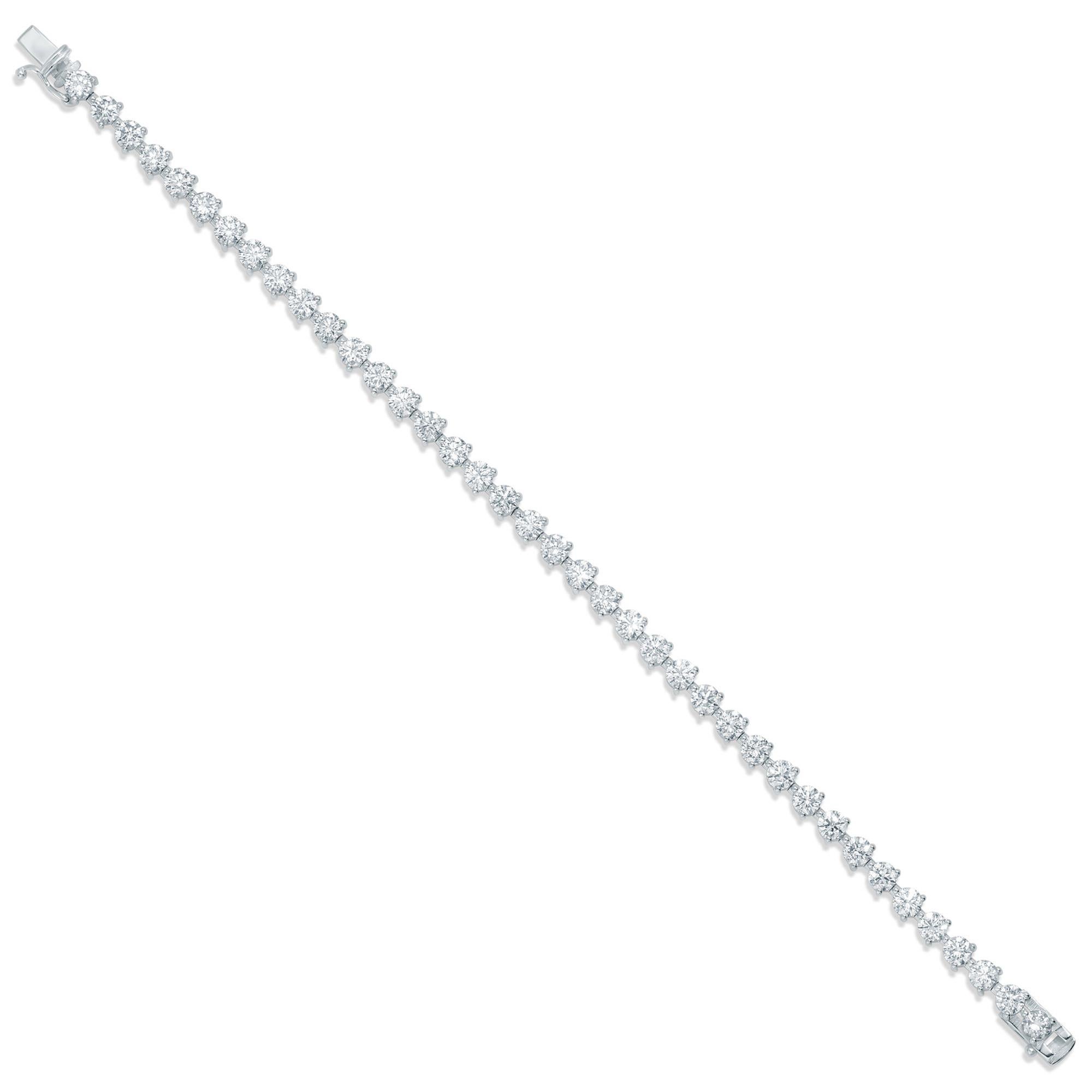 Women's or Men's Diamond Tennis Bracelet Round Cut 9.2 Carats 18K White Gold For Sale