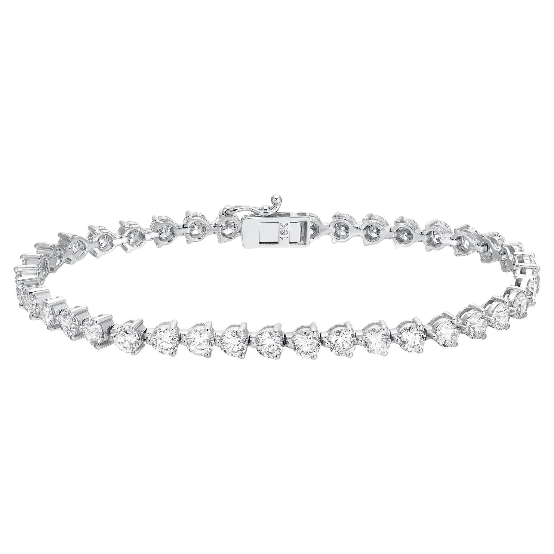 Diamant-Tennisarmband, Rundschliff 9,2 Karat 18K Weißgold im Angebot