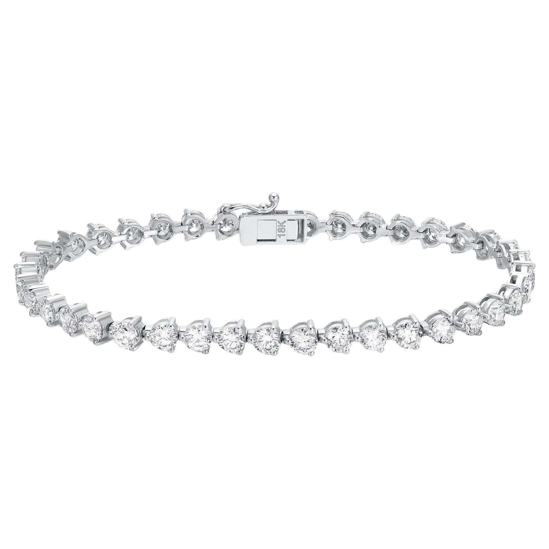 Diamant-Tennisarmband, Rundschliff 9,2 Karat 18K Weißgold