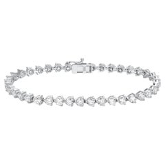 Bracciale tennis con diamanti taglio rotondo 9,2 carati in oro bianco 18 carati