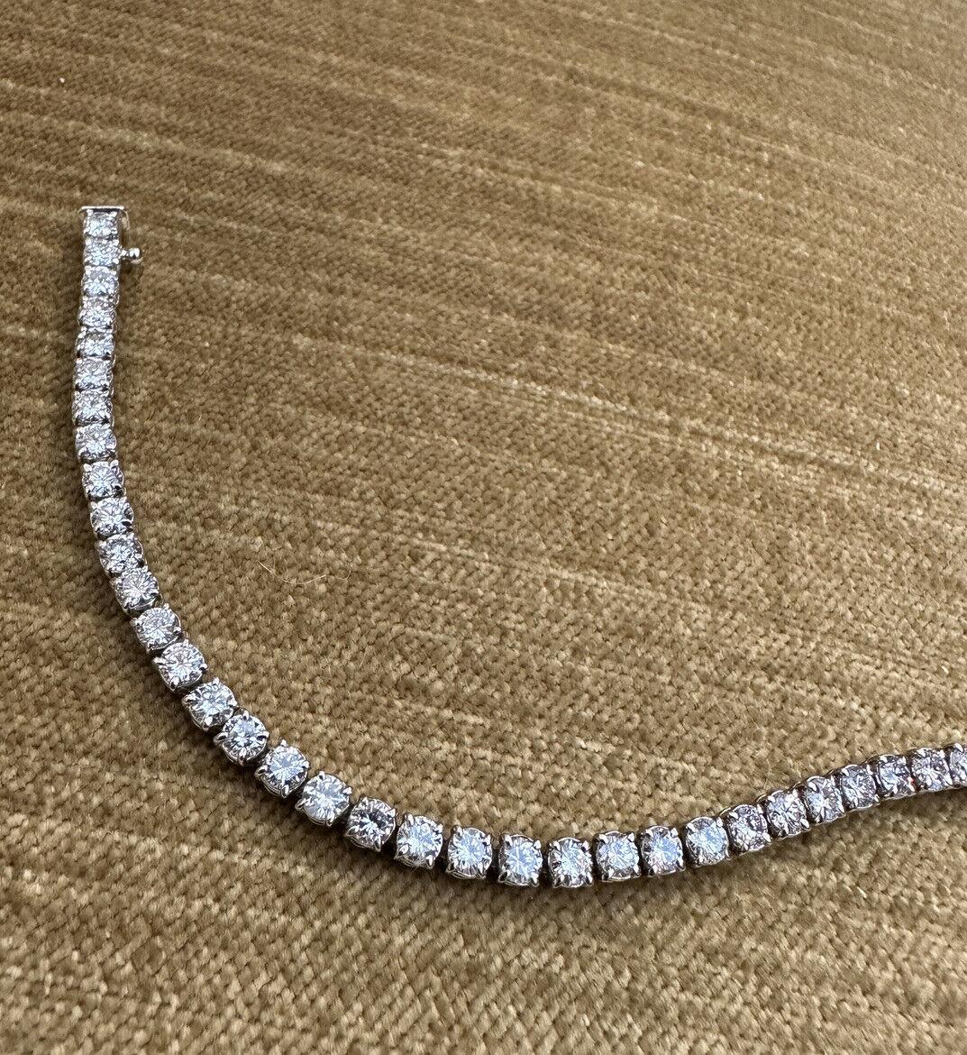 Round Cut Diamond Tennis Bracelet Rounds 5.17 Carat Total Weight in Platinum 7.5 inches For Sale