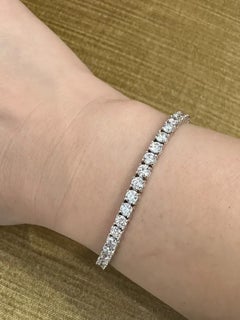 Diamond Tennis Bracelet Rounds 7 Carats in 14k White Gold 7 inches