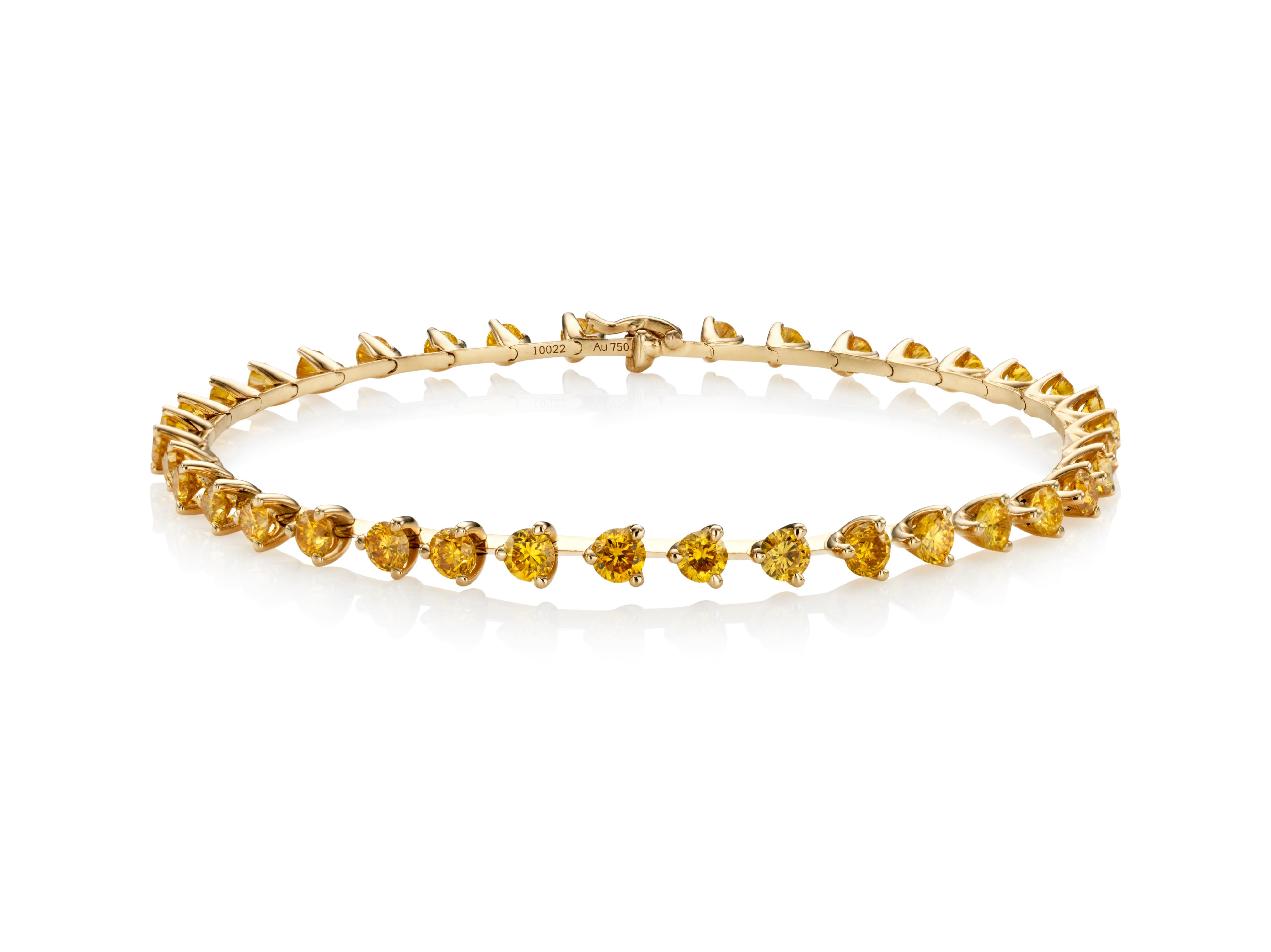 Diamond Tennis Bracelet Set in 18K Yellow Gold In New Condition For Sale In ANTWERPEN, BE