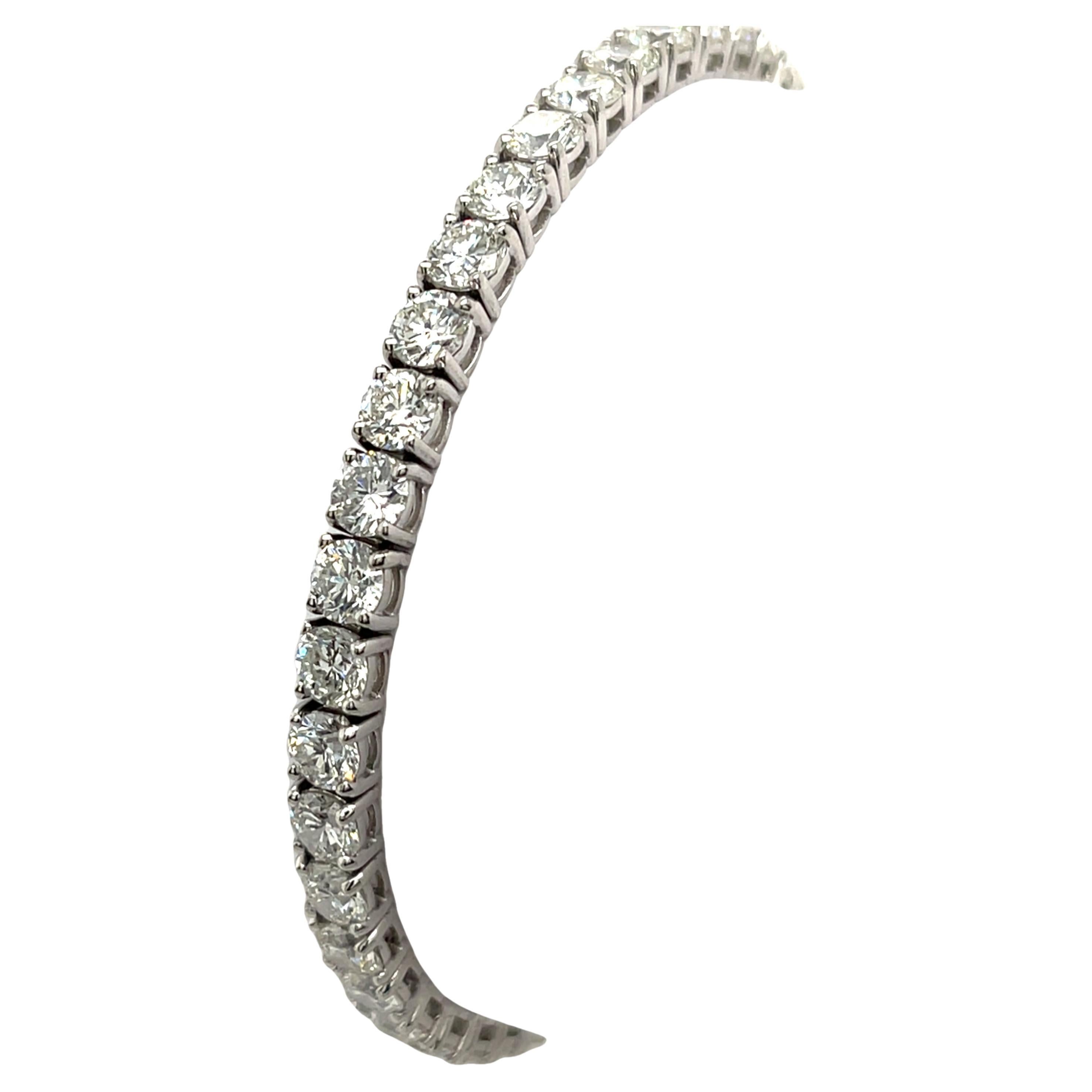 Diamond Tennis Bracelet Set With 10.50ct Natural Diamonds in 18ct White Gold