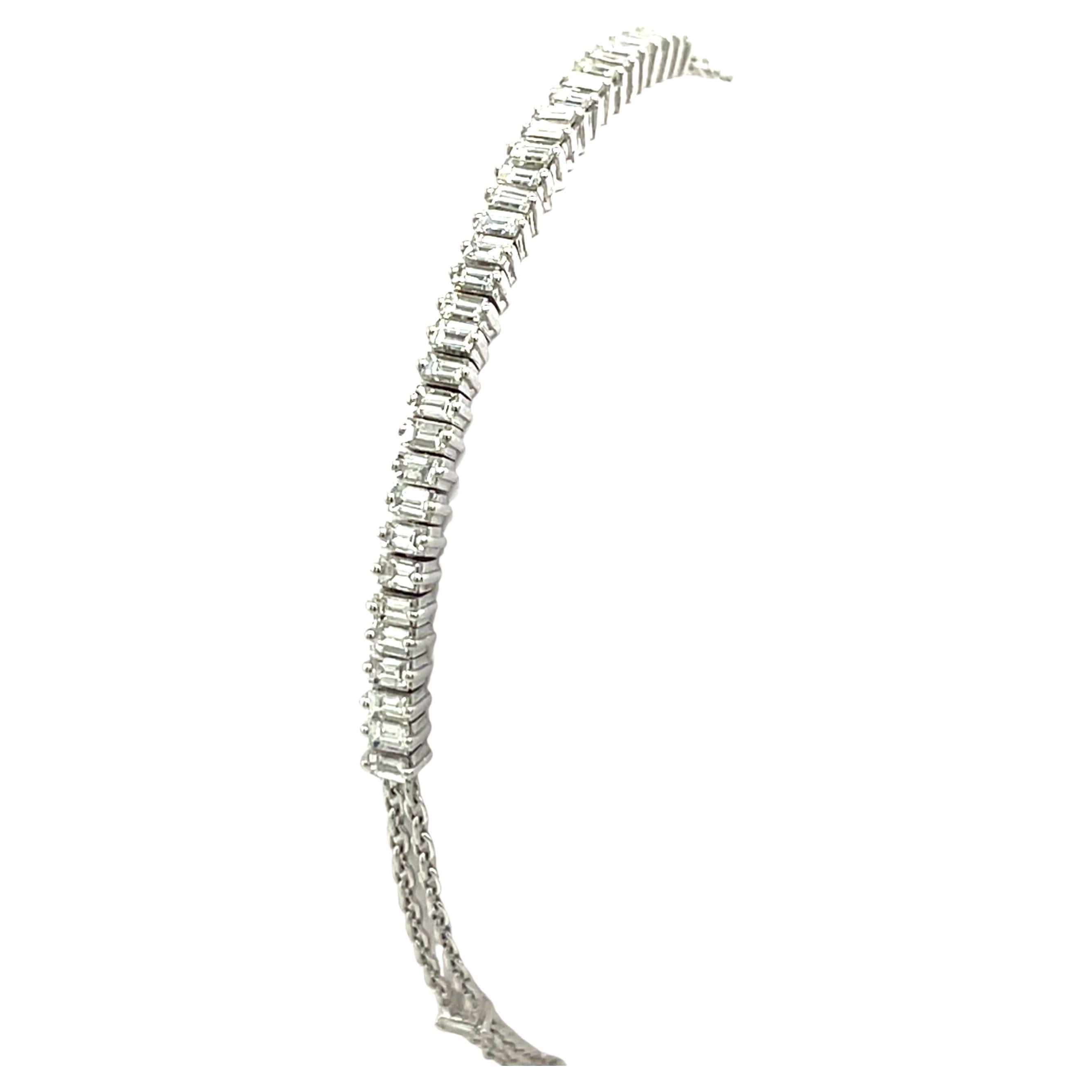 Diamond Tennis Bracelet Set With 1.0ct Baguette Natural Diamonds in 18ct Gold