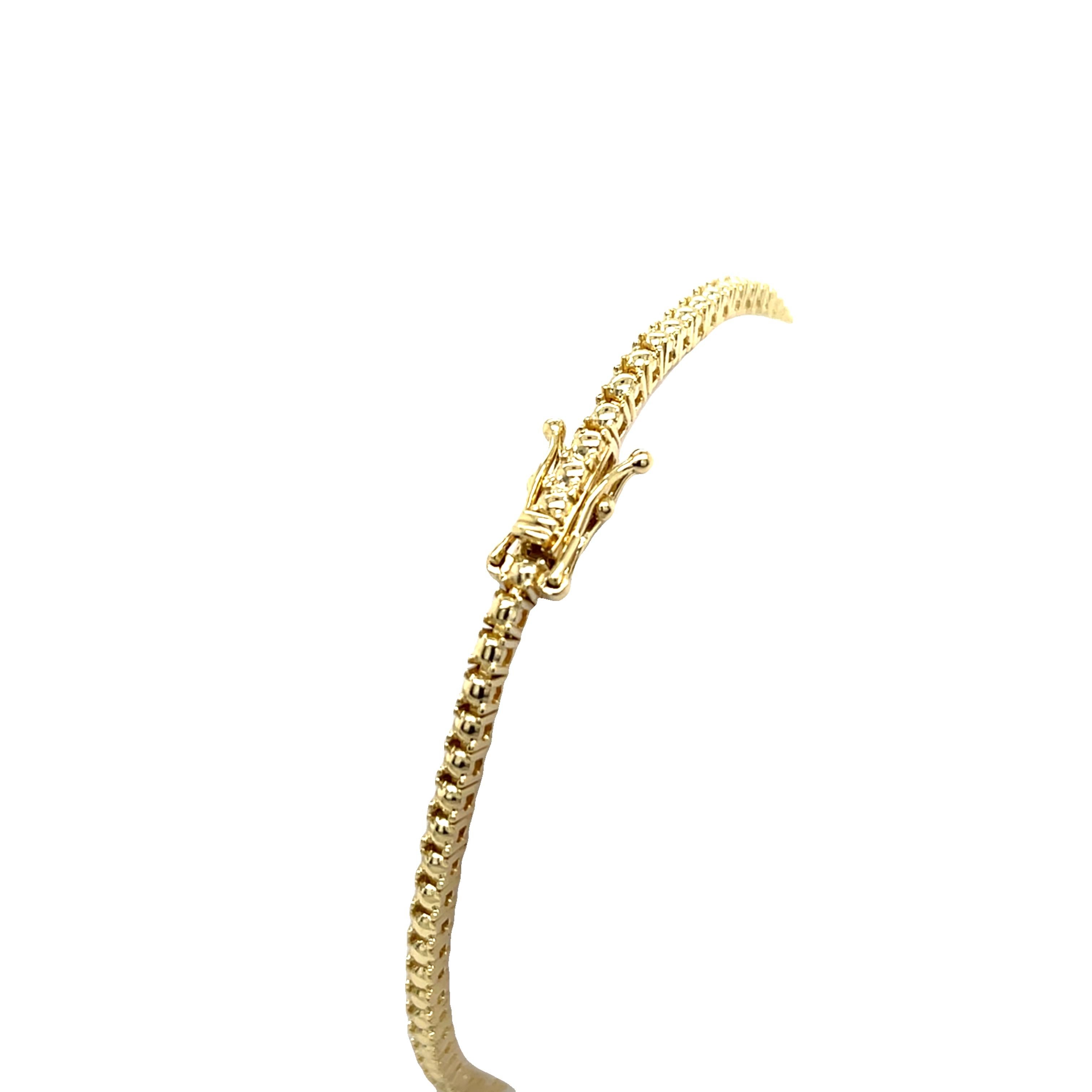 Bracciale tennis con diamanti naturali da 1,0 carati in oro giallo 14 carati In condizioni Nuovo in vendita a London, GB