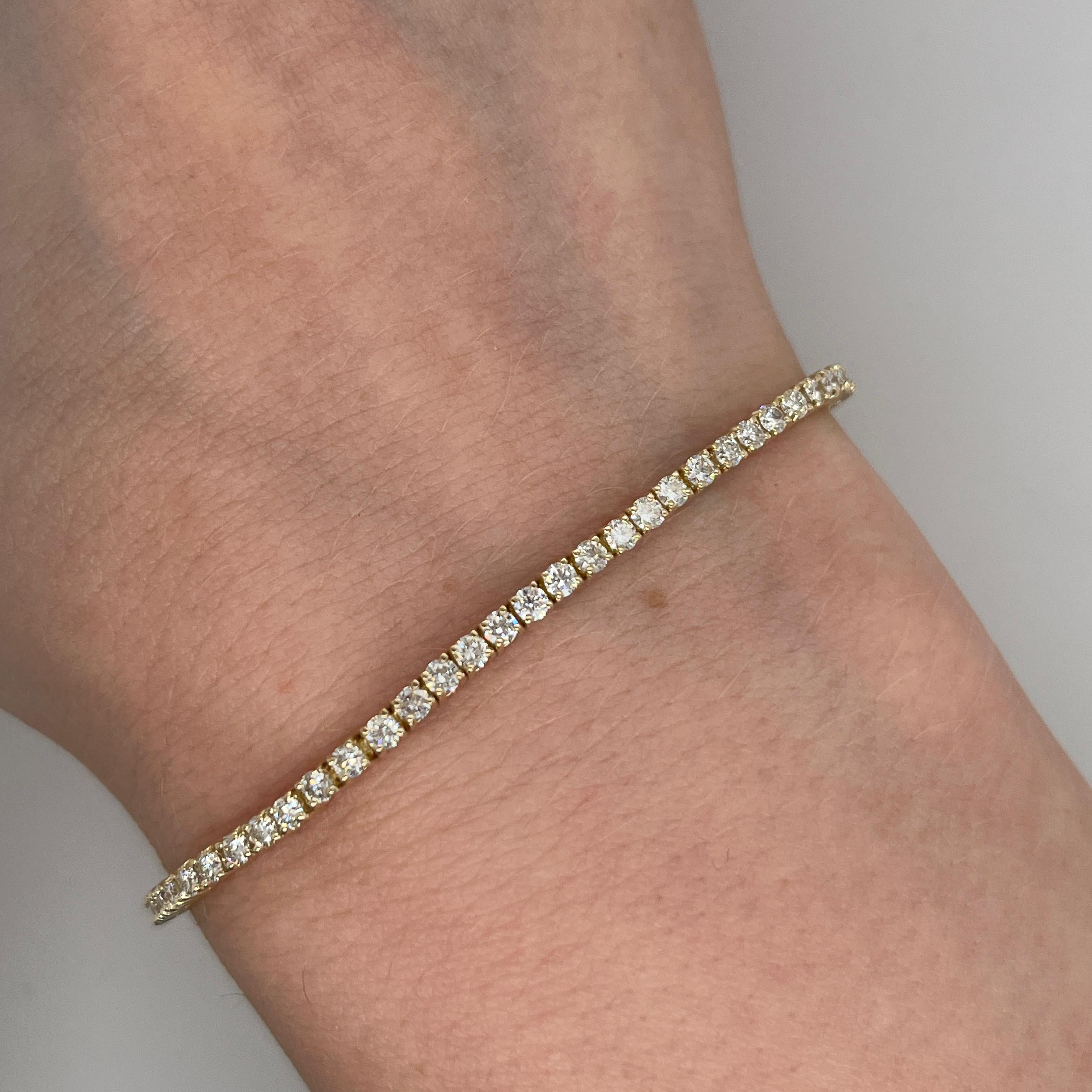 Bracciale tennis con diamanti naturali da 1,0 carati in oro giallo 14 carati in vendita 1