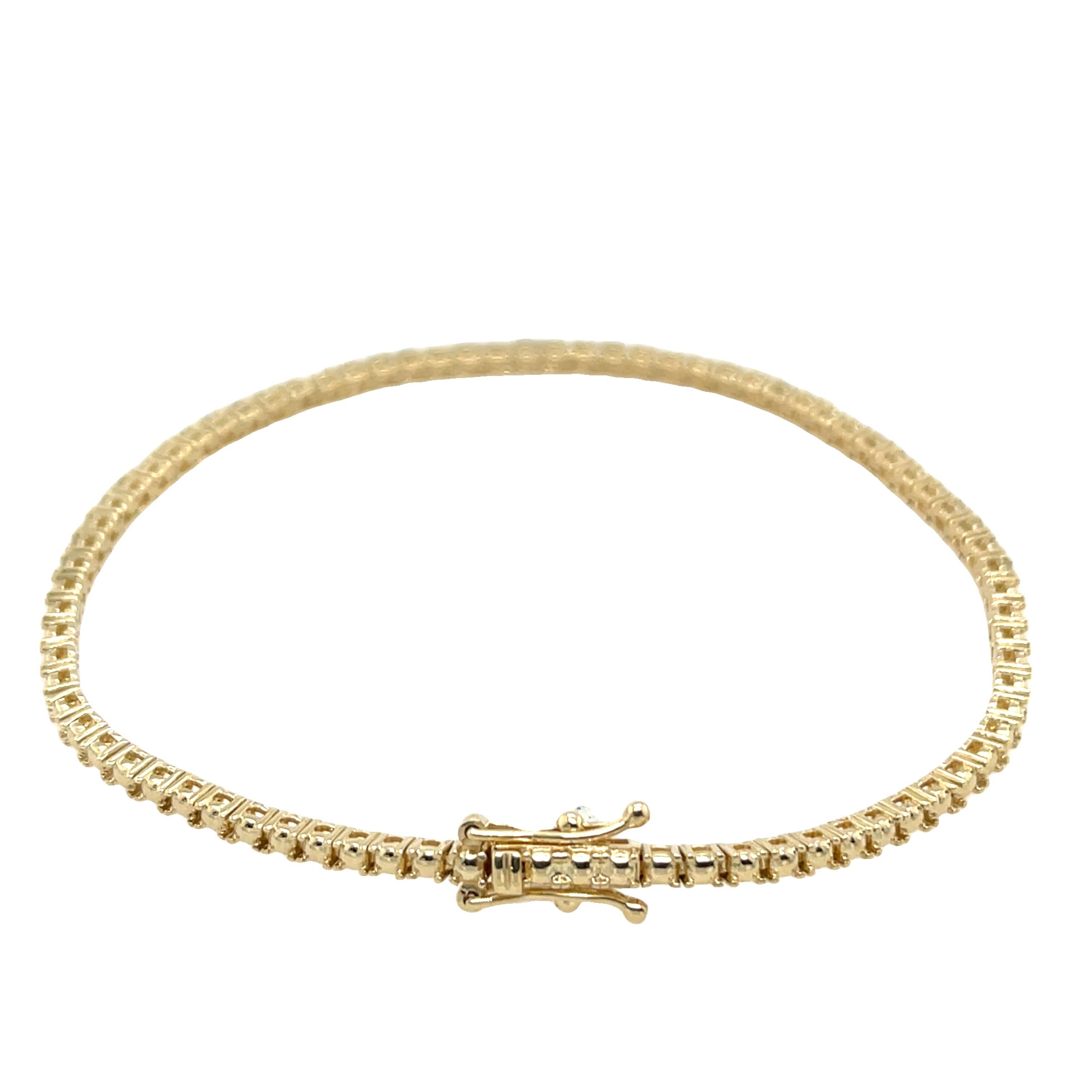 Bracciale tennis con diamanti naturali da 1,0 carati in oro giallo 14 carati in vendita 2