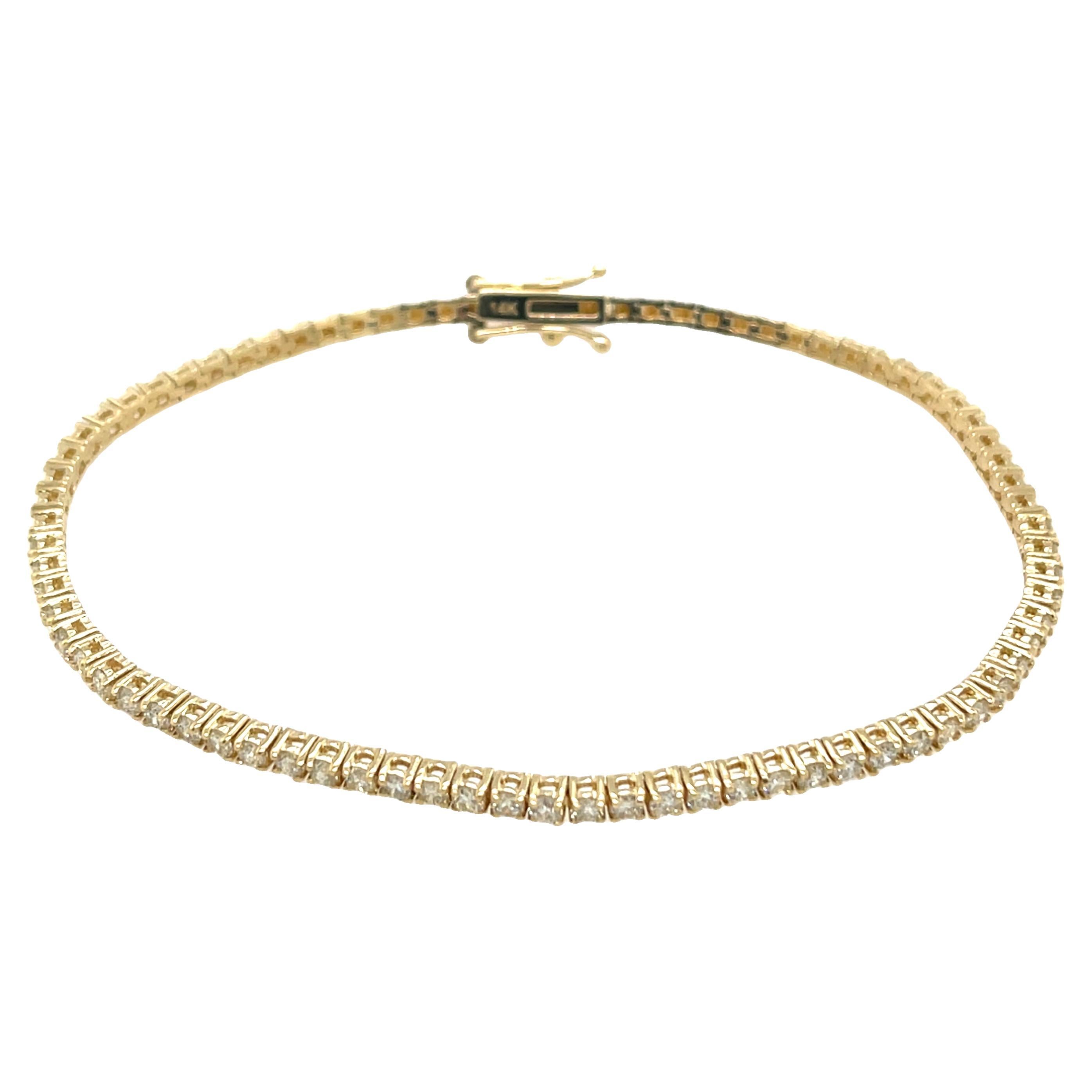 Pulsera de tenis de diamantes engastada con diamantes naturales de 1,0 ct en oro amarillo de 14 ct