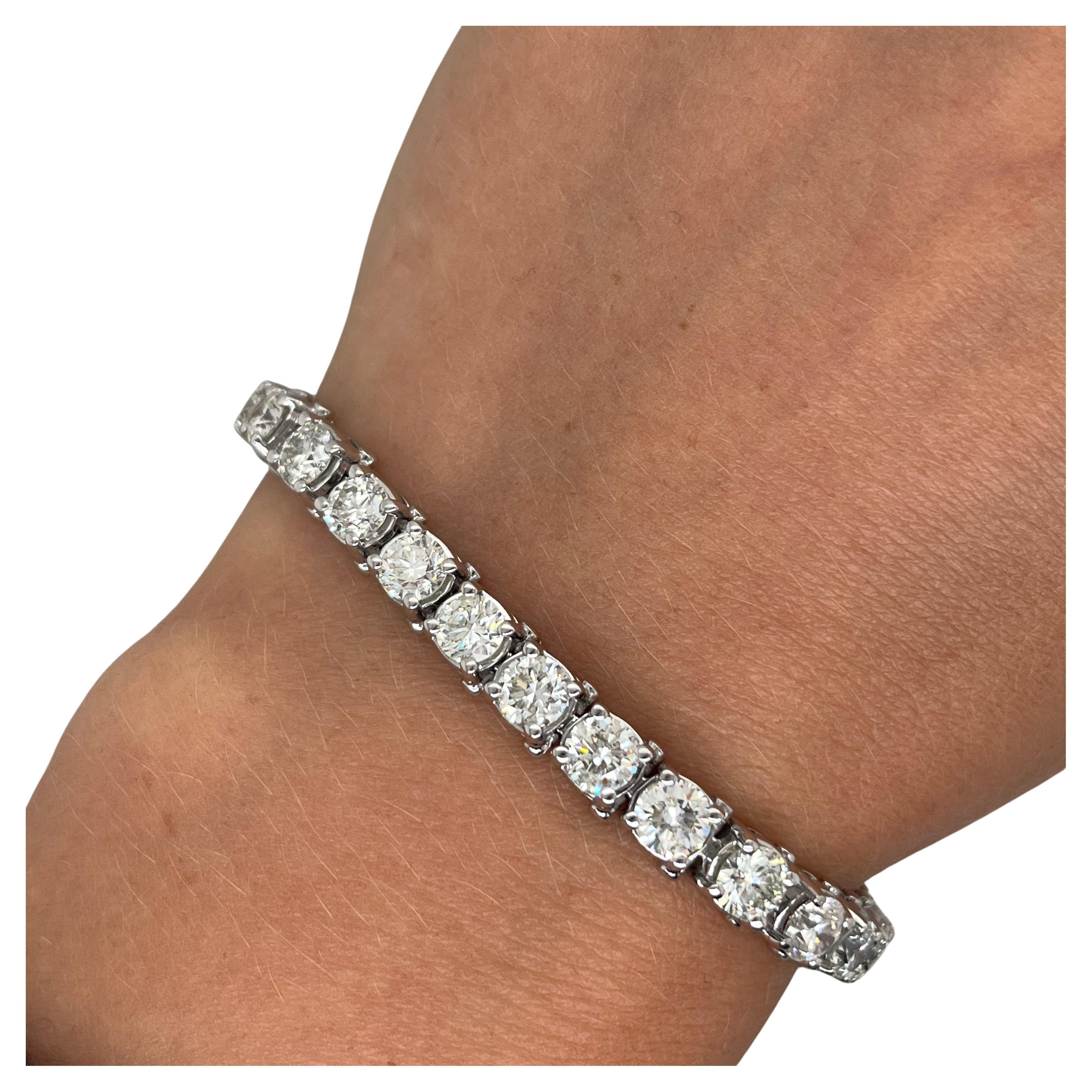 Bracciale tennis con diamanti naturali da 11 carati in oro bianco da 14 carati