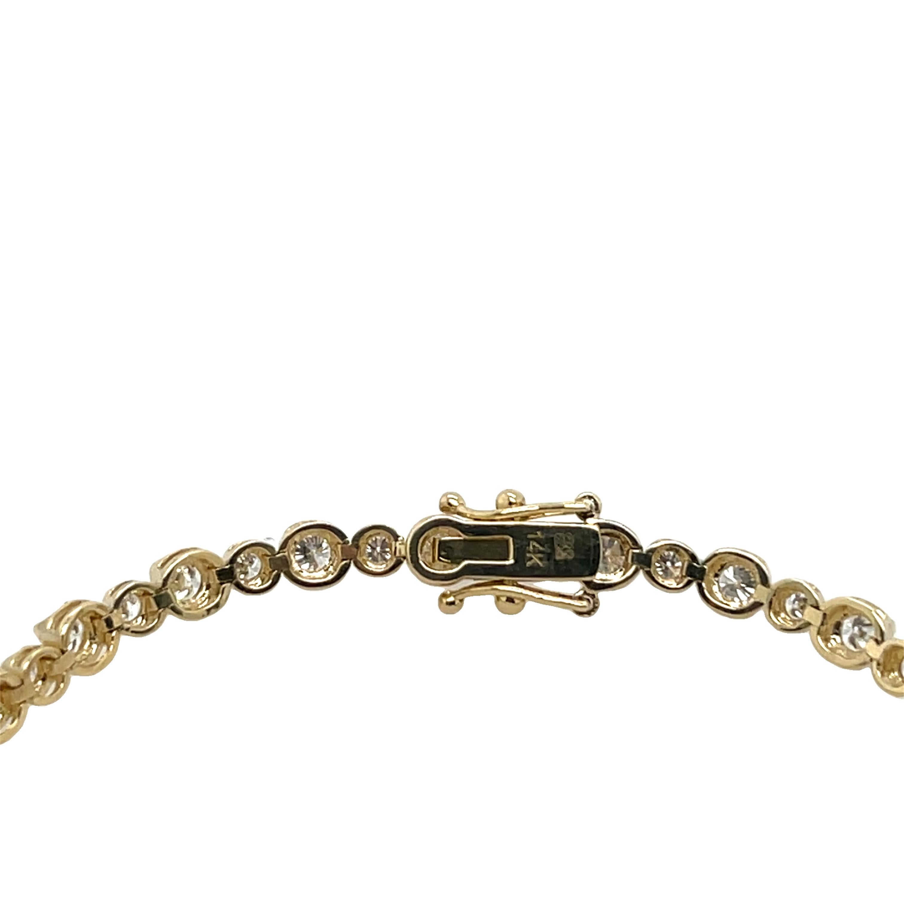 Femenino o masculino Pulsera de tenis de diamantes con diamantes naturales de 2,70 ct en oro amarillo de 14 ct en venta