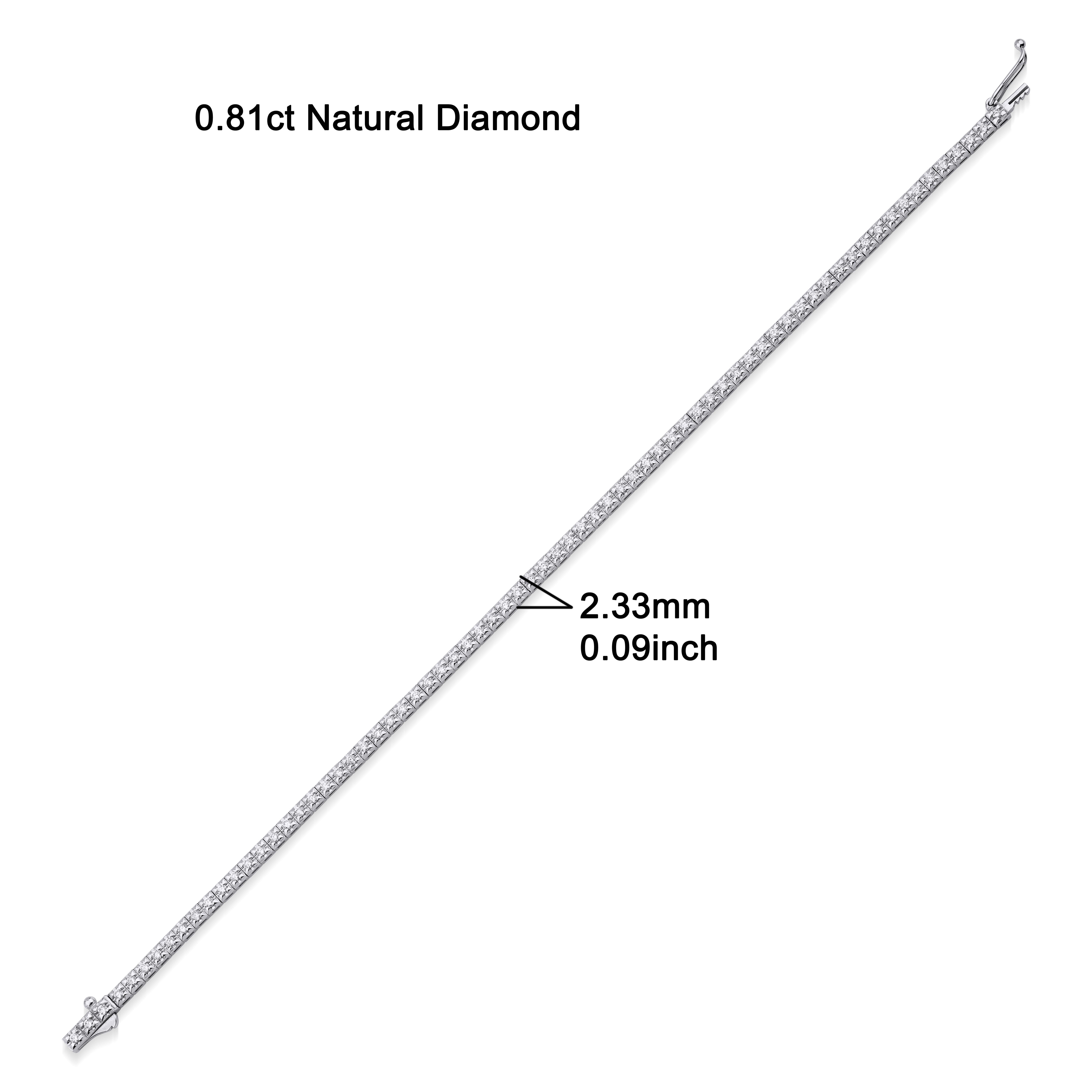 Women's or Men's Diamond Tennis Bracelet Solid Gold 0.81ct For Sale