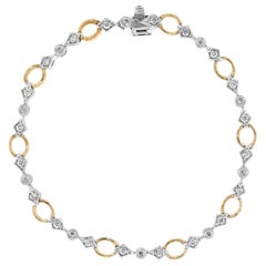 Diamond Tennis Bracelet Two-Tone 14 Karat White Yellow Gold Estate Fine Jewelry