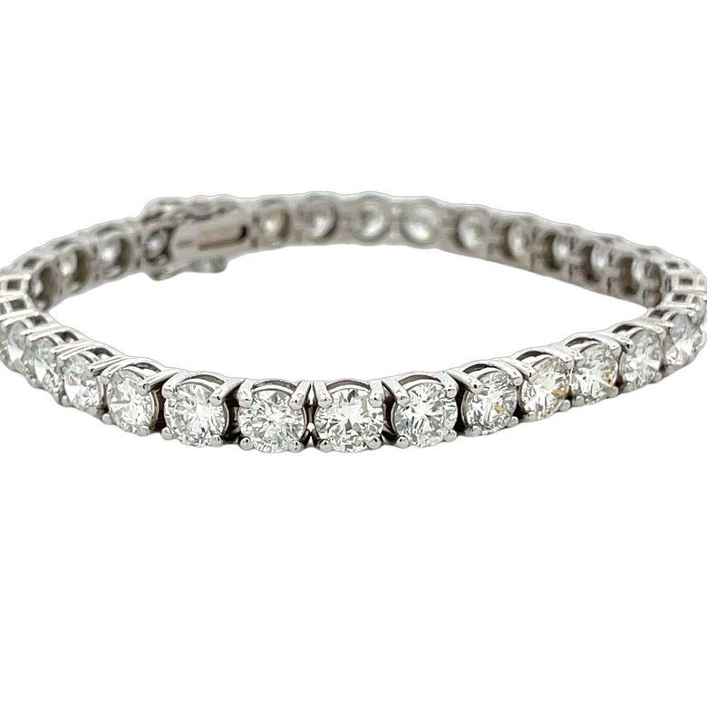Moderne Bracelet tennis avec diamants ronds blancs 16,79 carats, couleur H, pureté SI 14 carats en vente