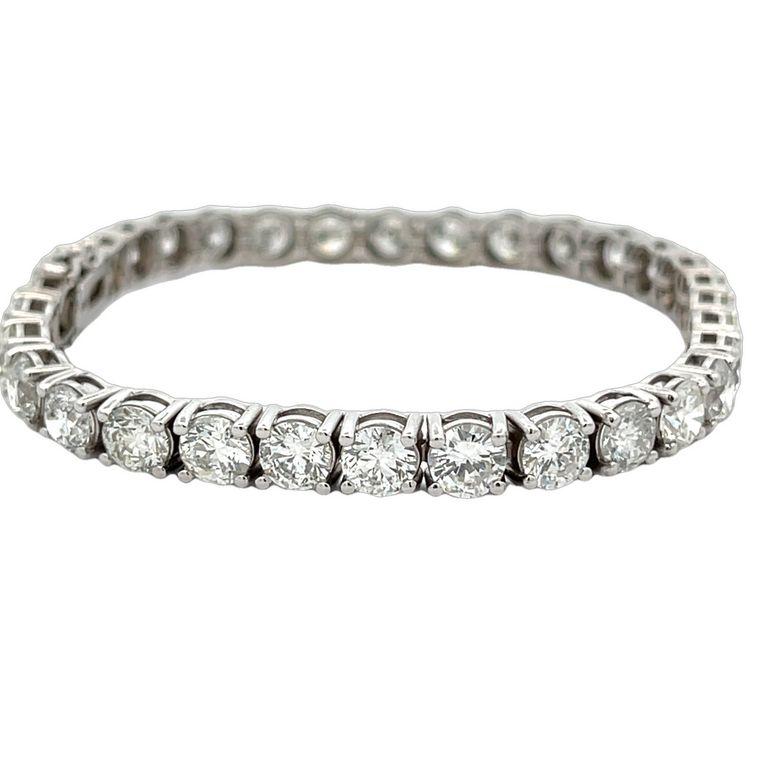 Taille ronde Bracelet tennis avec diamants ronds blancs 16,79 carats, couleur H, pureté SI 14 carats en vente